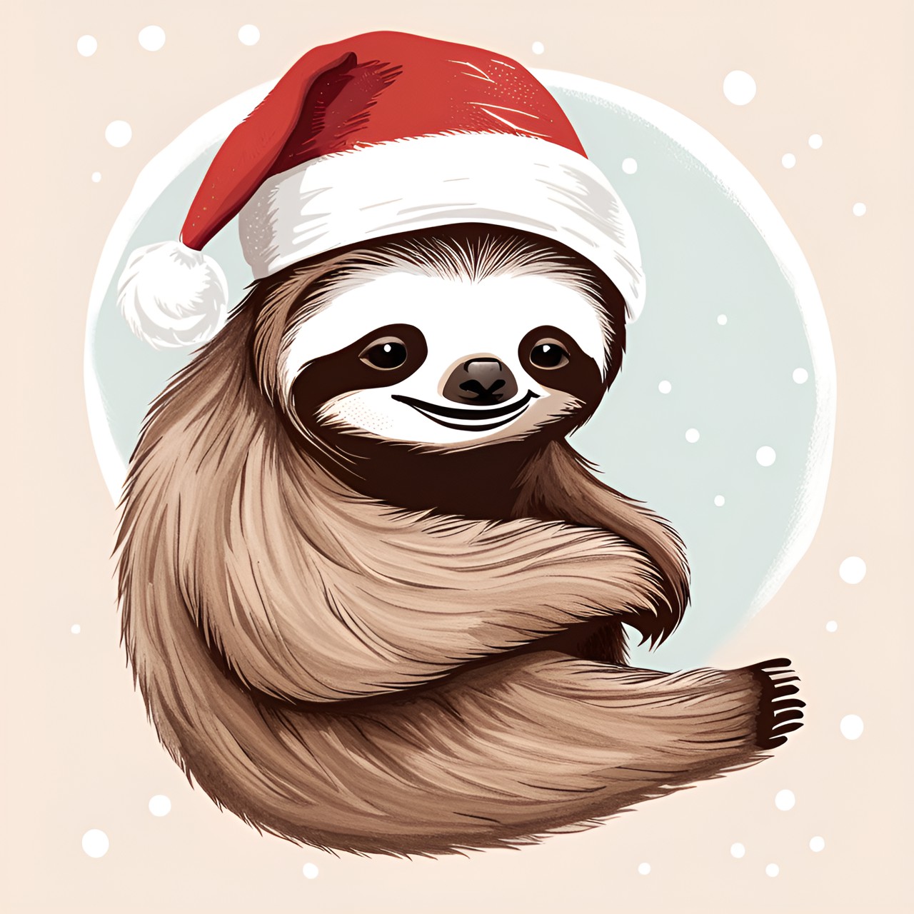 whimsical sloth with santa hat illustration , nursery style preview