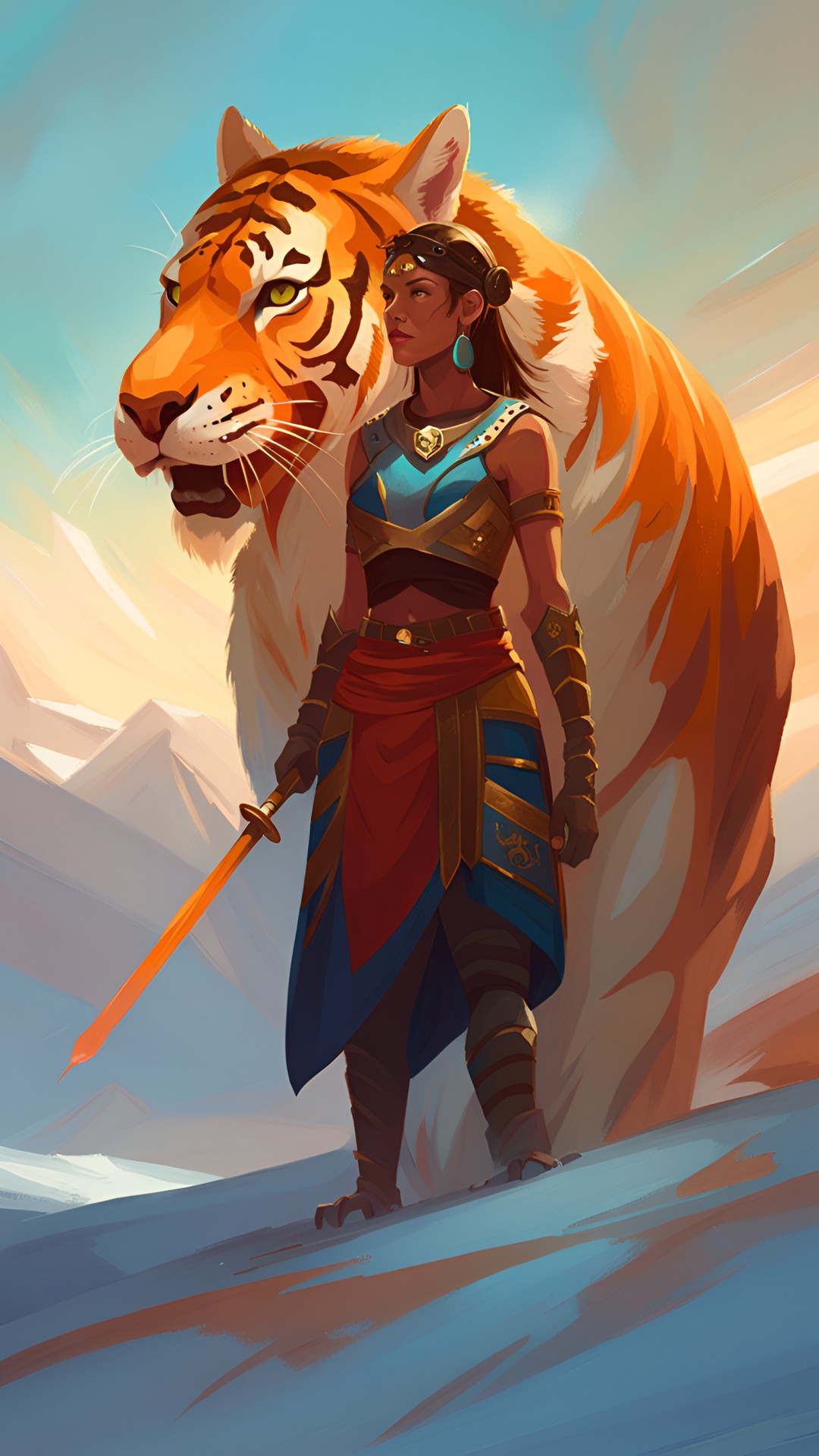 Lora - a warrior woman with a tiger preview