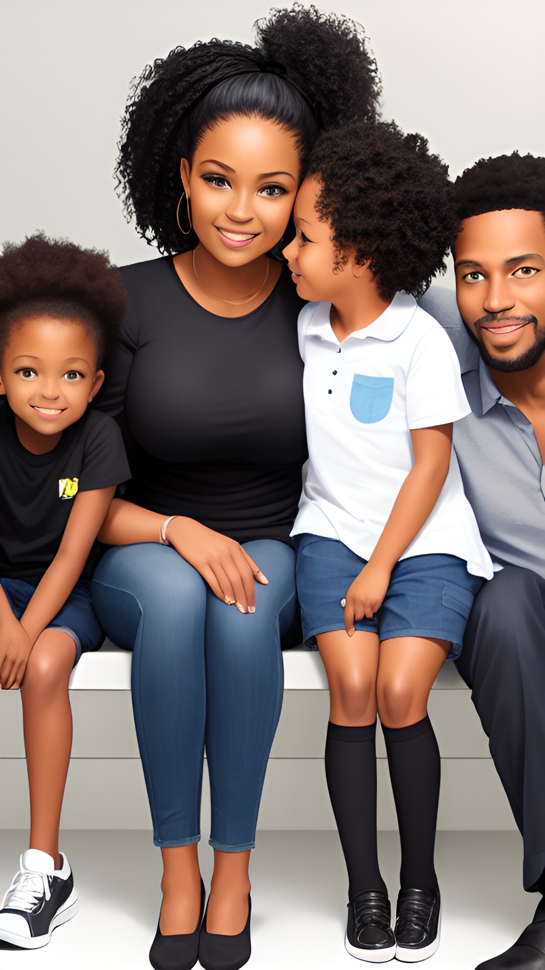 black family , mum, dad, daughter and son preview