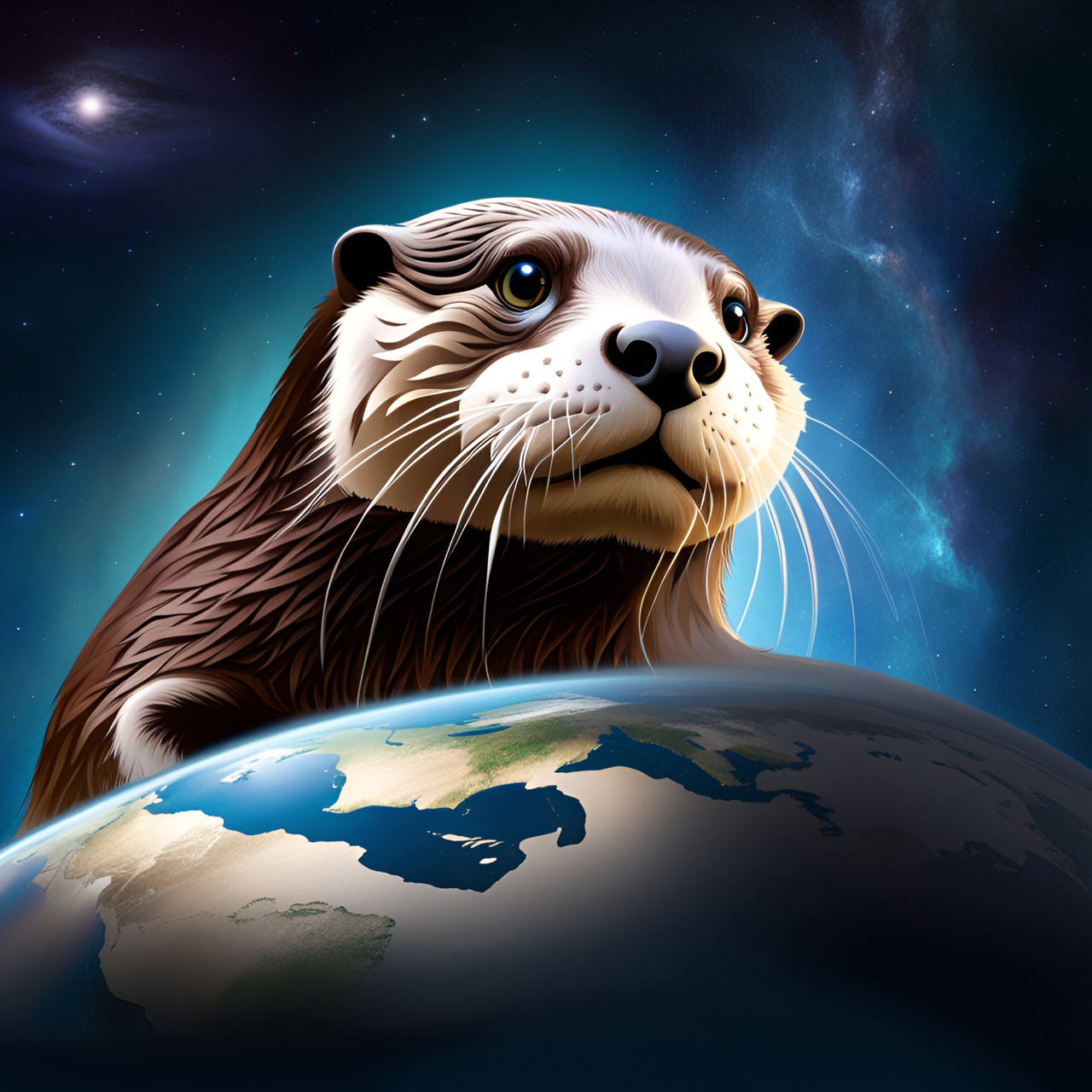 otter in space next to earth preview