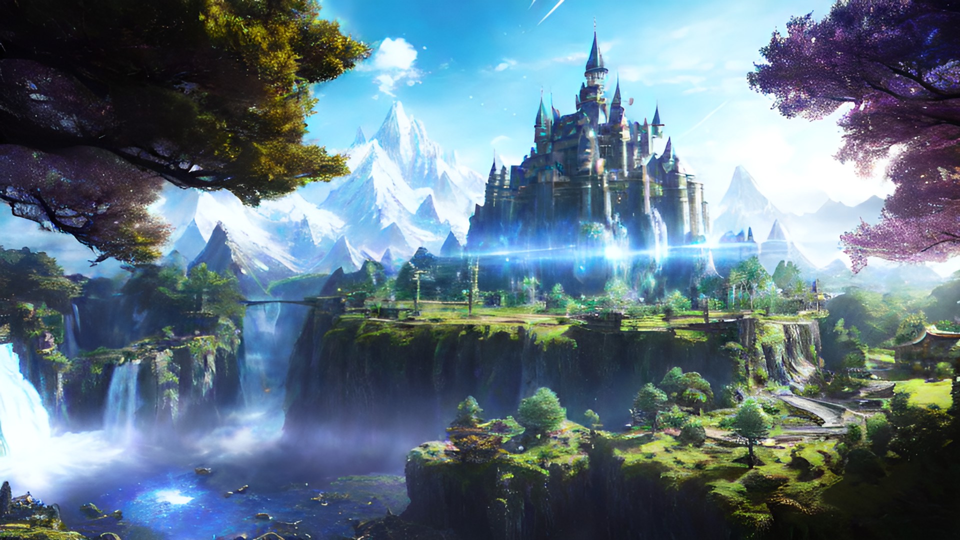 epic distand fantasy world, hight resolution, realistic light, soft shadow, ultra detail quality, dark atmosphere, full rgb, hdr, ray traycing, multiple layer, true color, waterfalls, castle and city with elder forest and mountain, unreal engine five render, maximum realistic image, fantasy movie style, magic lands in war preview