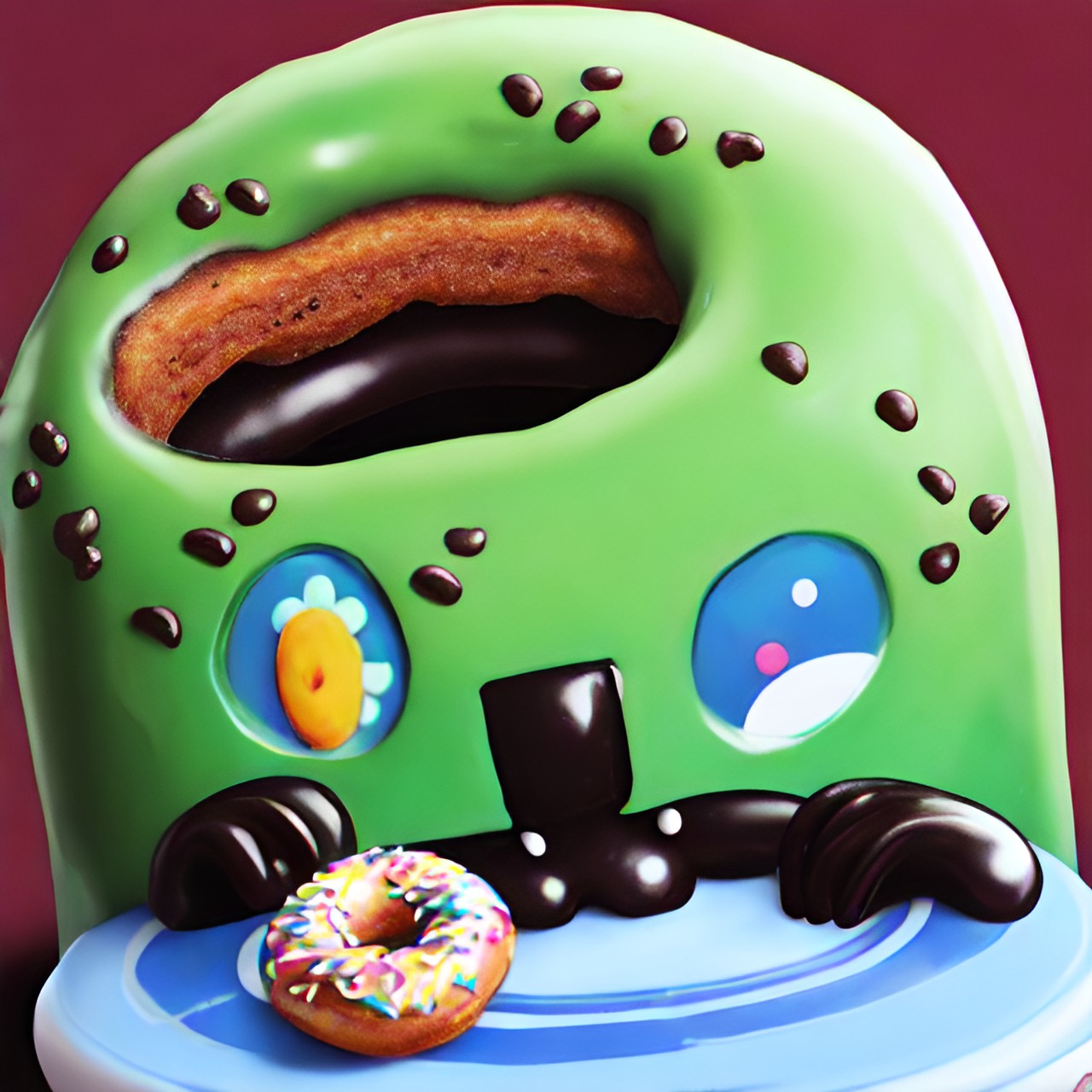 Alien donut - alien eating a donut preview