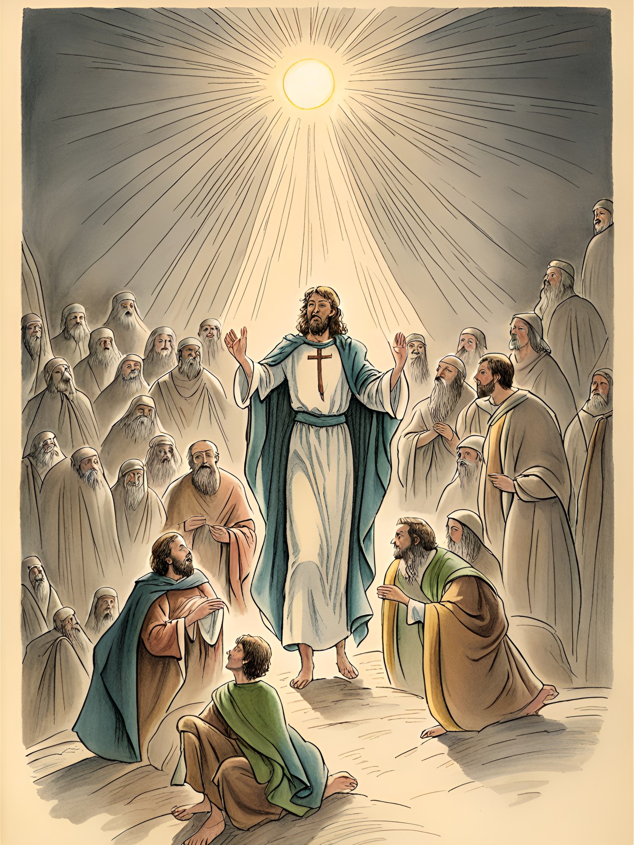 the resurrection of jesus christ. a drawing by pauline baynes who was the original illustrator of the narnia books for cs lewis preview