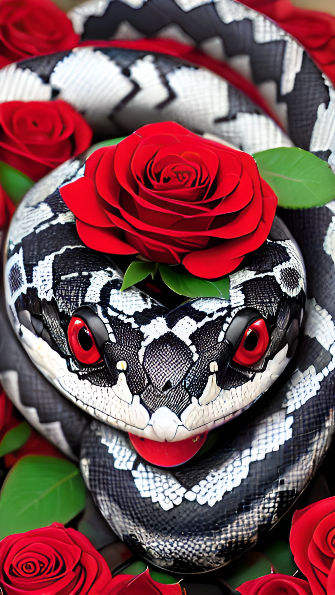 B3BO SNAKE - love snake with roses and red eyes preview