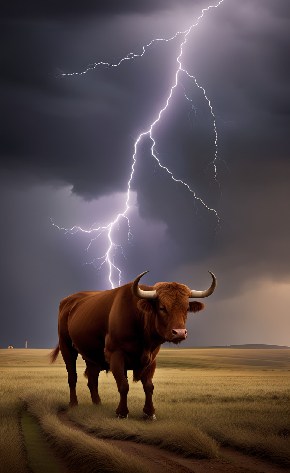 Lightning - lightning is striking a bull preview