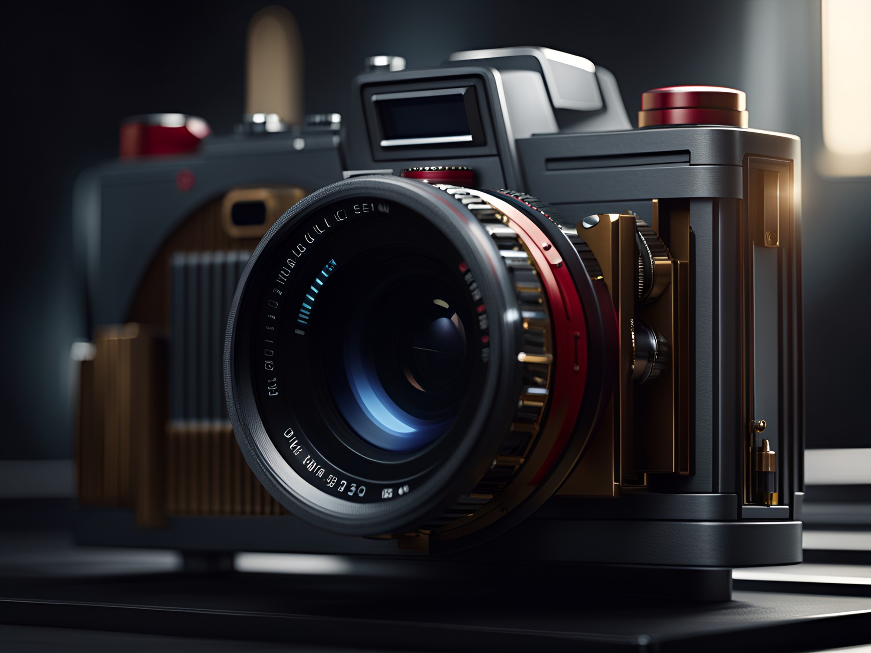 a modern leica camera in style of transformers (soundwave). cinematic background preview