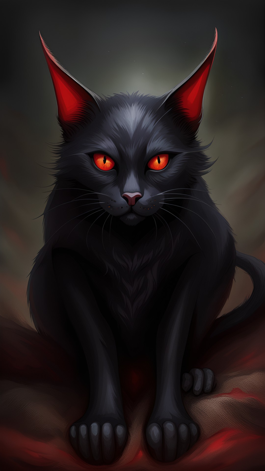 Devil Cat - devil cat - a black cat with red eyes, looking like he's straight out of a horror movie. preview