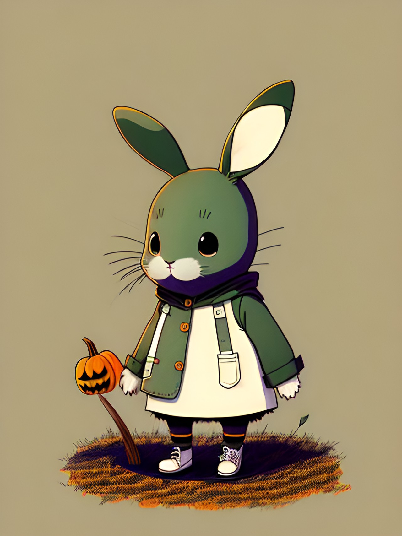 halloween rabbit, whimsical cartoon drawing,nursery style preview