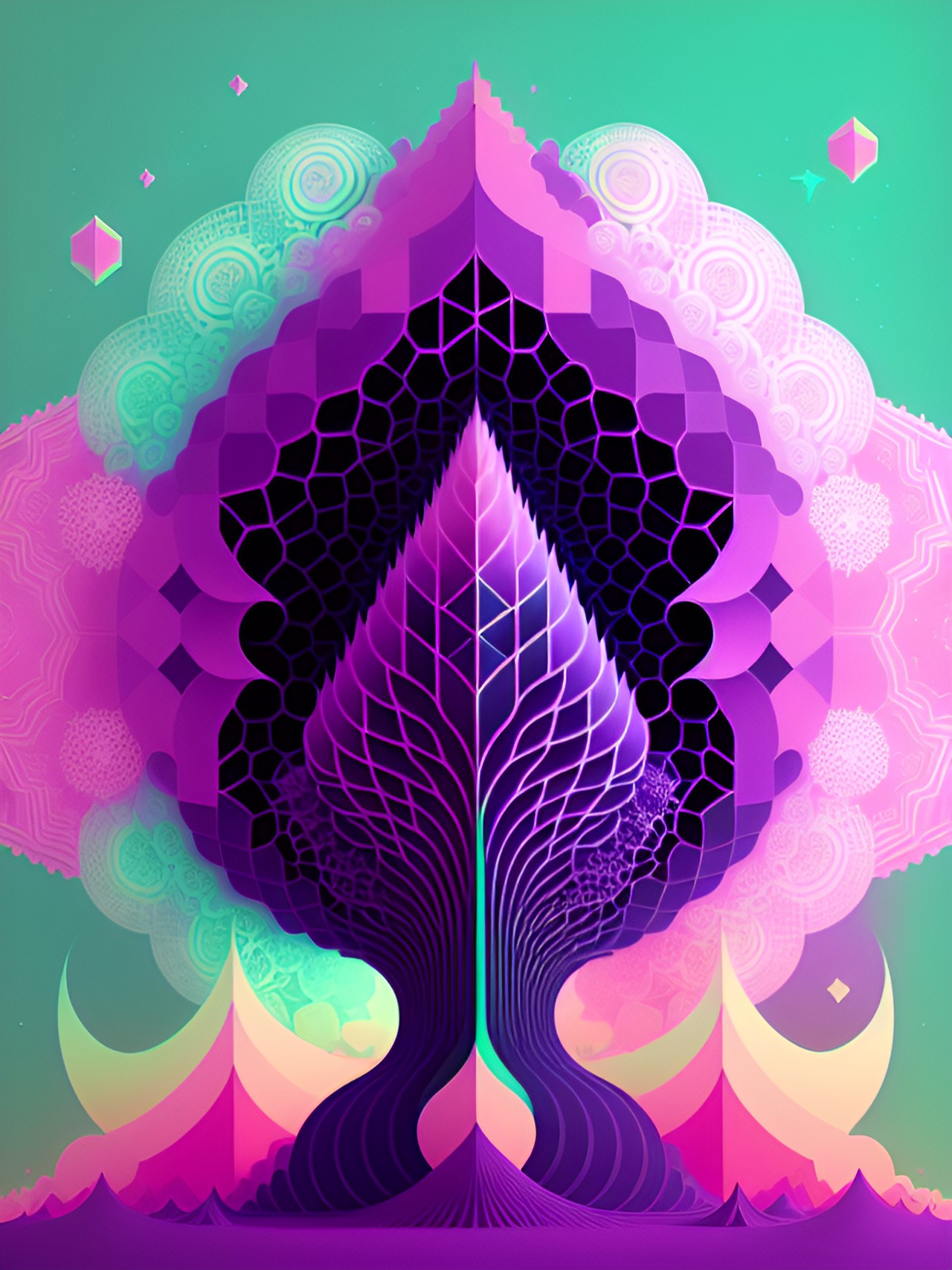 infinite fractals - this is an infinite fractal. it has no end and no beginning. mint,purple,pink preview