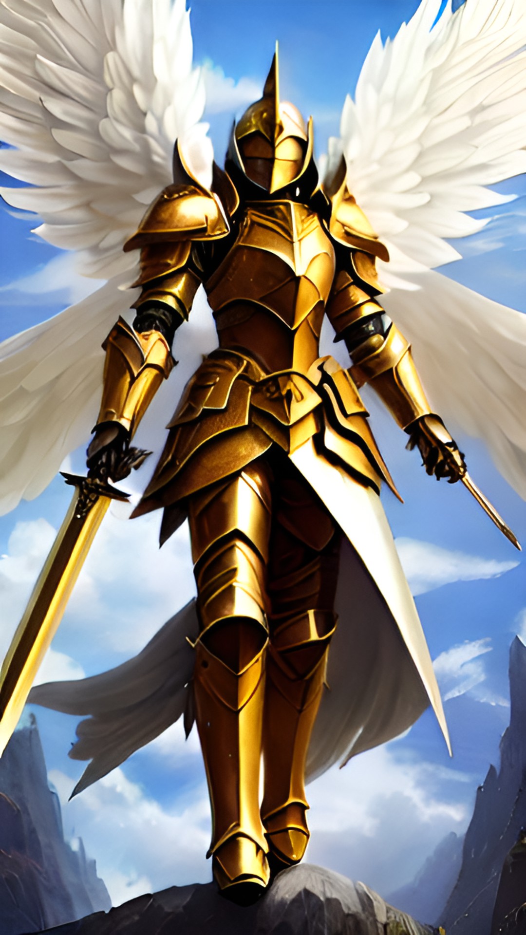 A R G U S - angel, heavy armor, sword, wings, flying down, armored angel preview