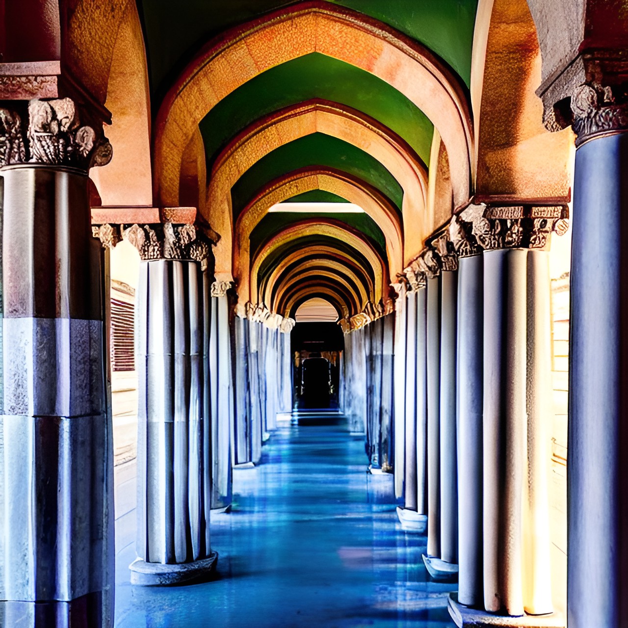 art, two columns of books, the columns are connected by an arch that is also constructed of books side-by-side in an arch shape preview