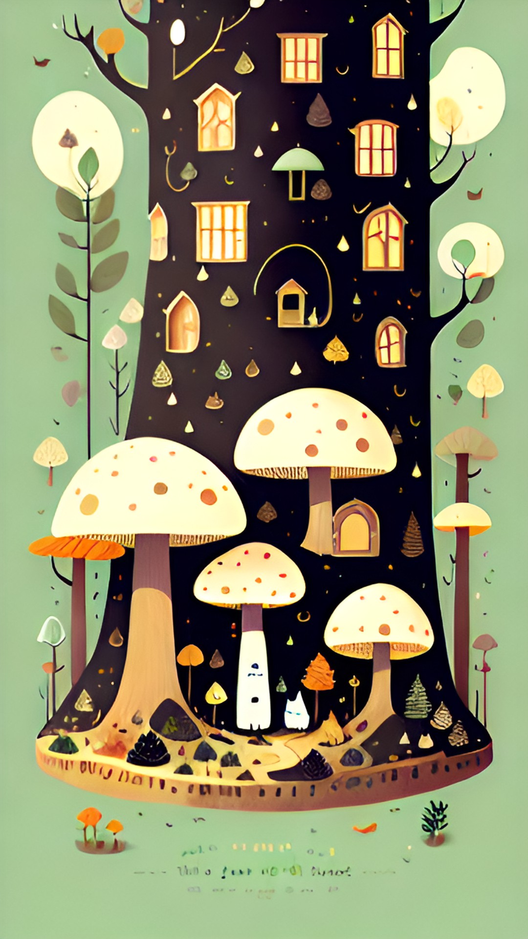 mushroom forest with small exploration of cats preview