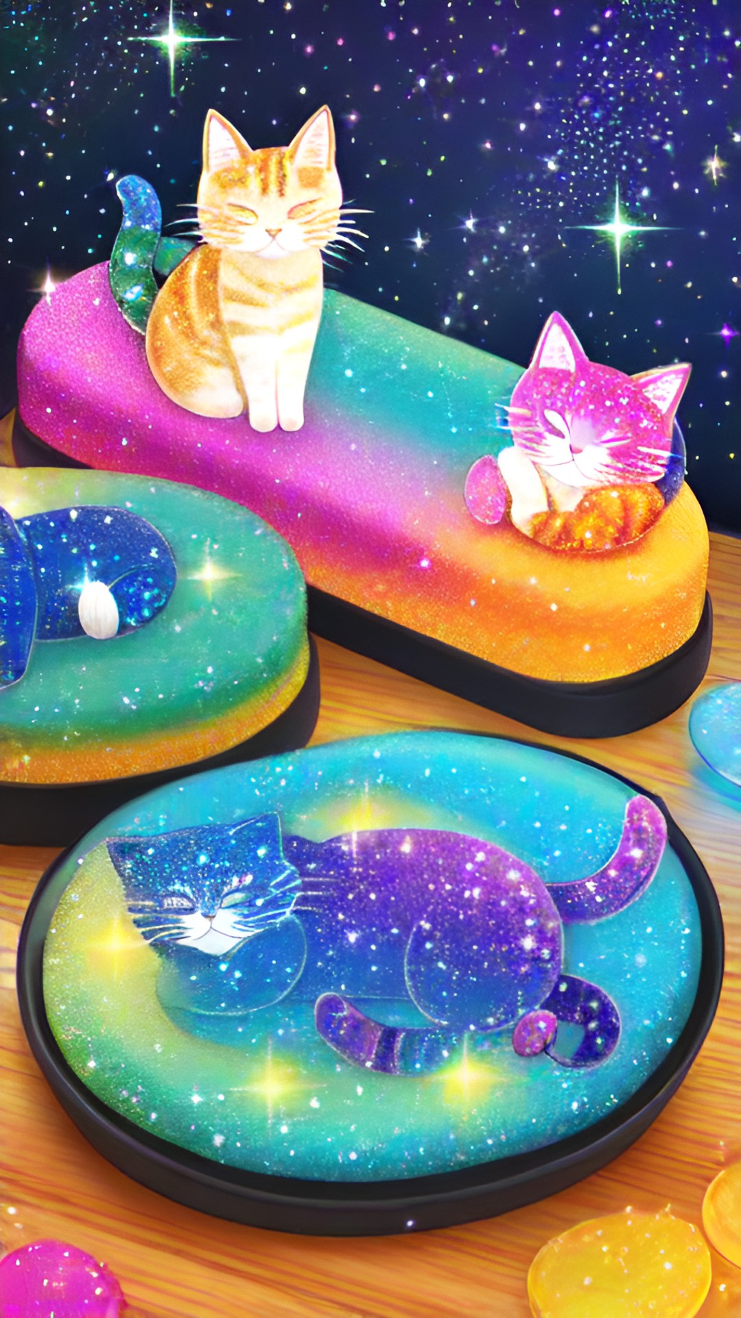 sleeping glitter magic cats preview