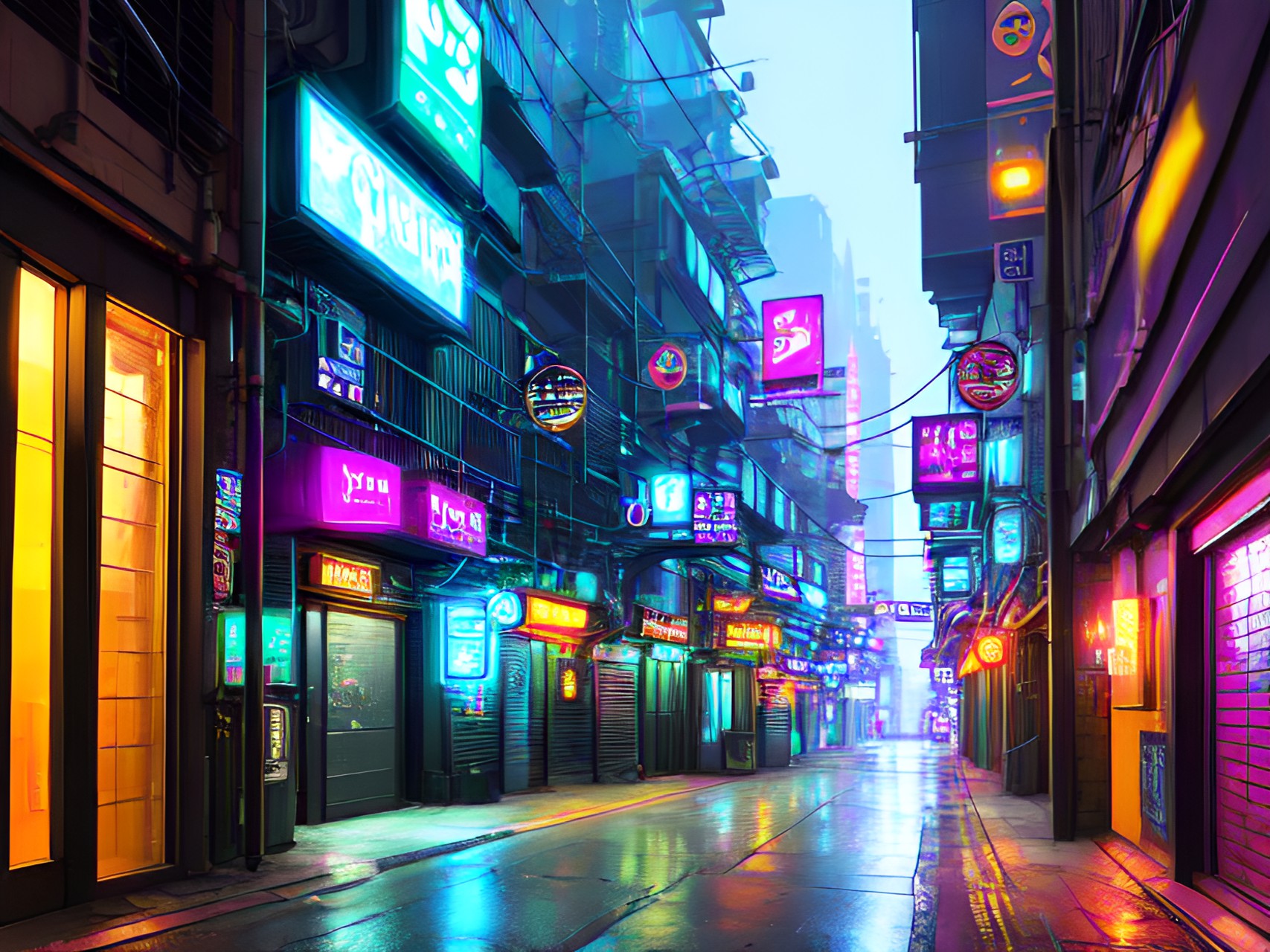 cyber punk,city,midnight,alley preview