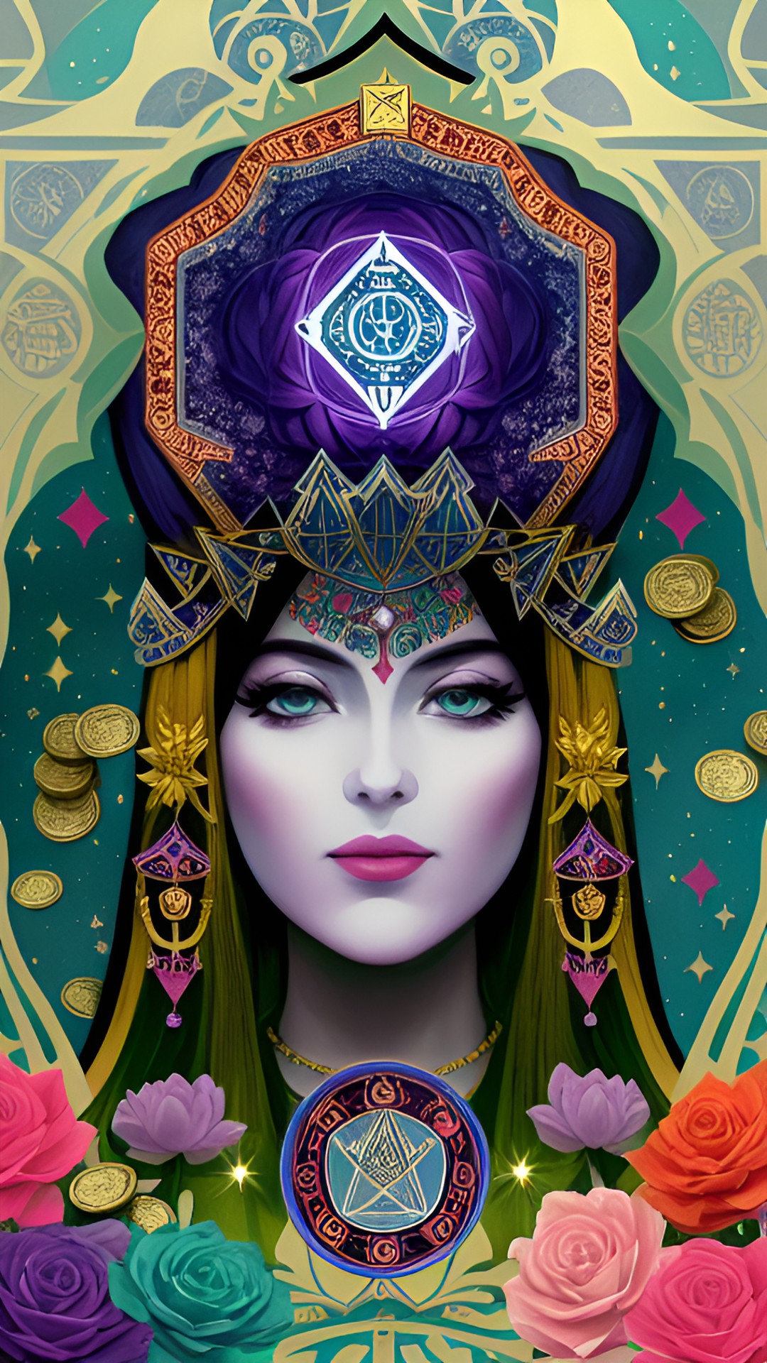 Goddess of Wealth - tarot queen of coins preview