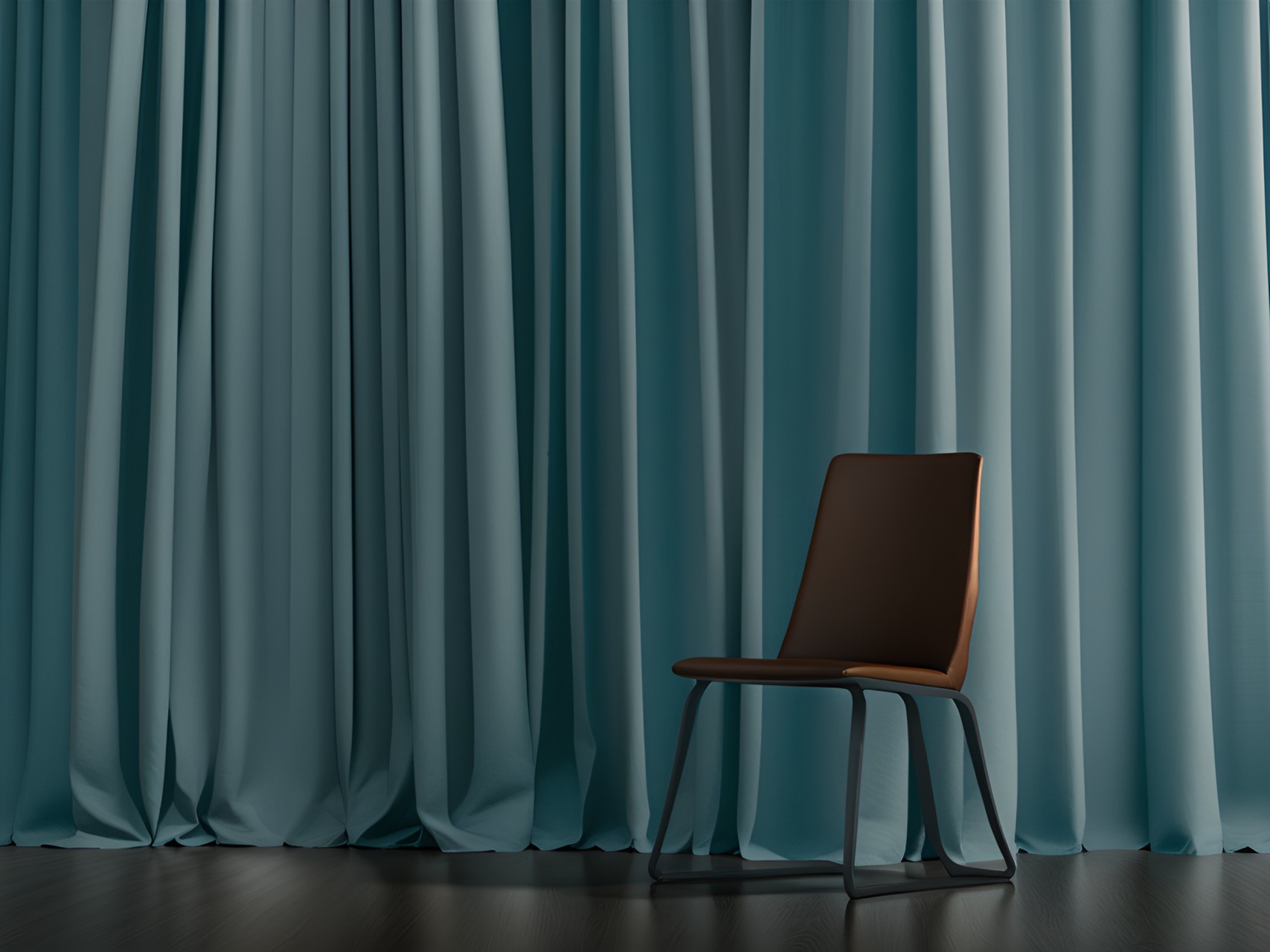 An interior - a chair in front of a curtain preview