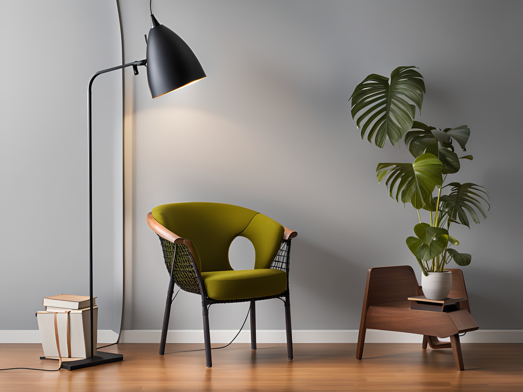 An interior - an armchair and a stand lamp preview