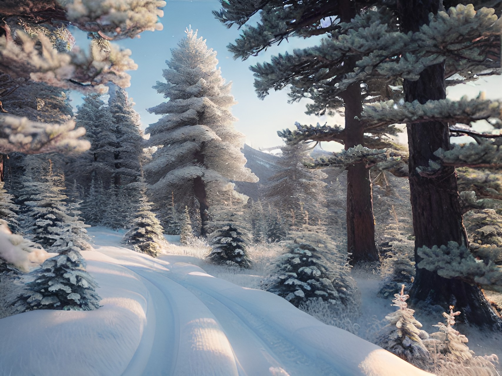 A landscape - a landscape, a spruce covered with white hoarfrost preview