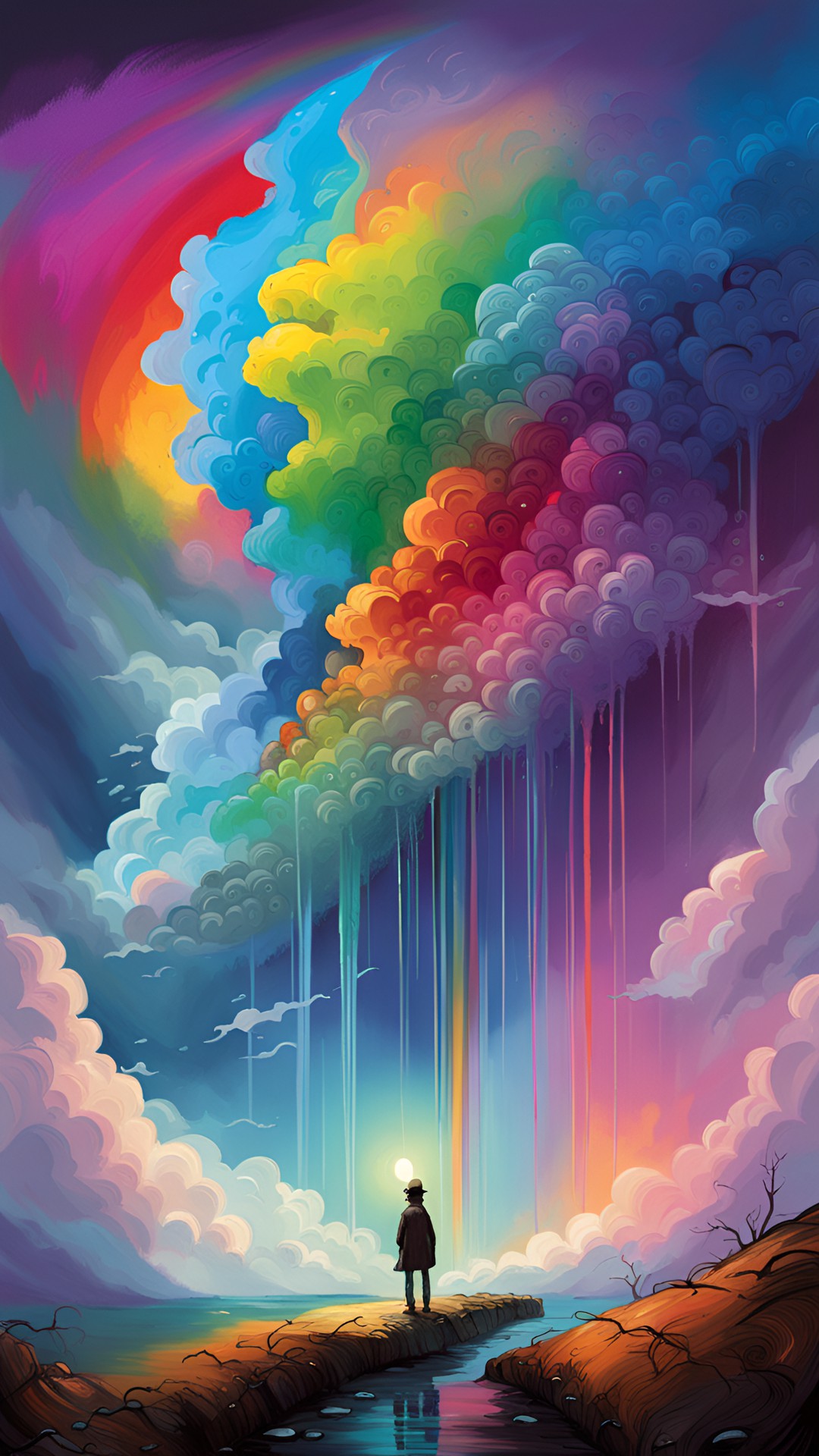 sky rainbow falling out of clouds rainbow rain preview