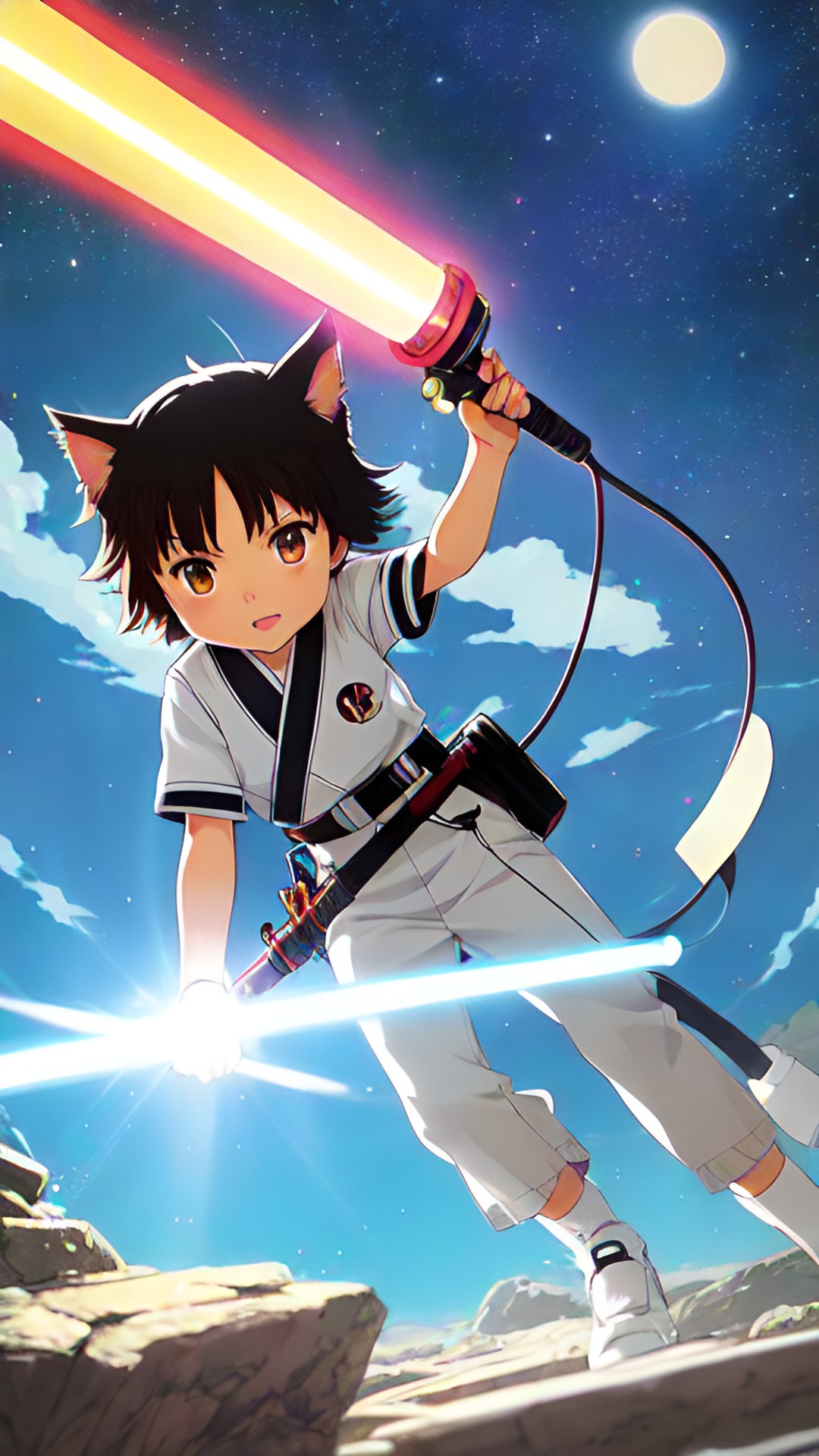 kitty with a light saber preview