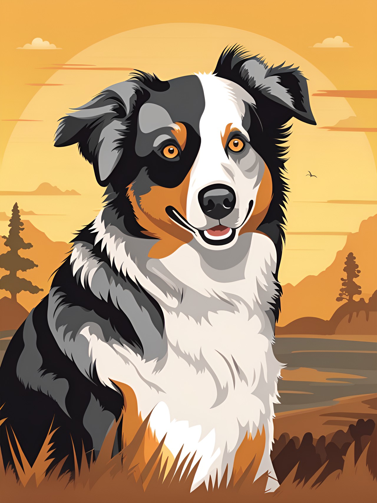 australian shepard , vector art style preview