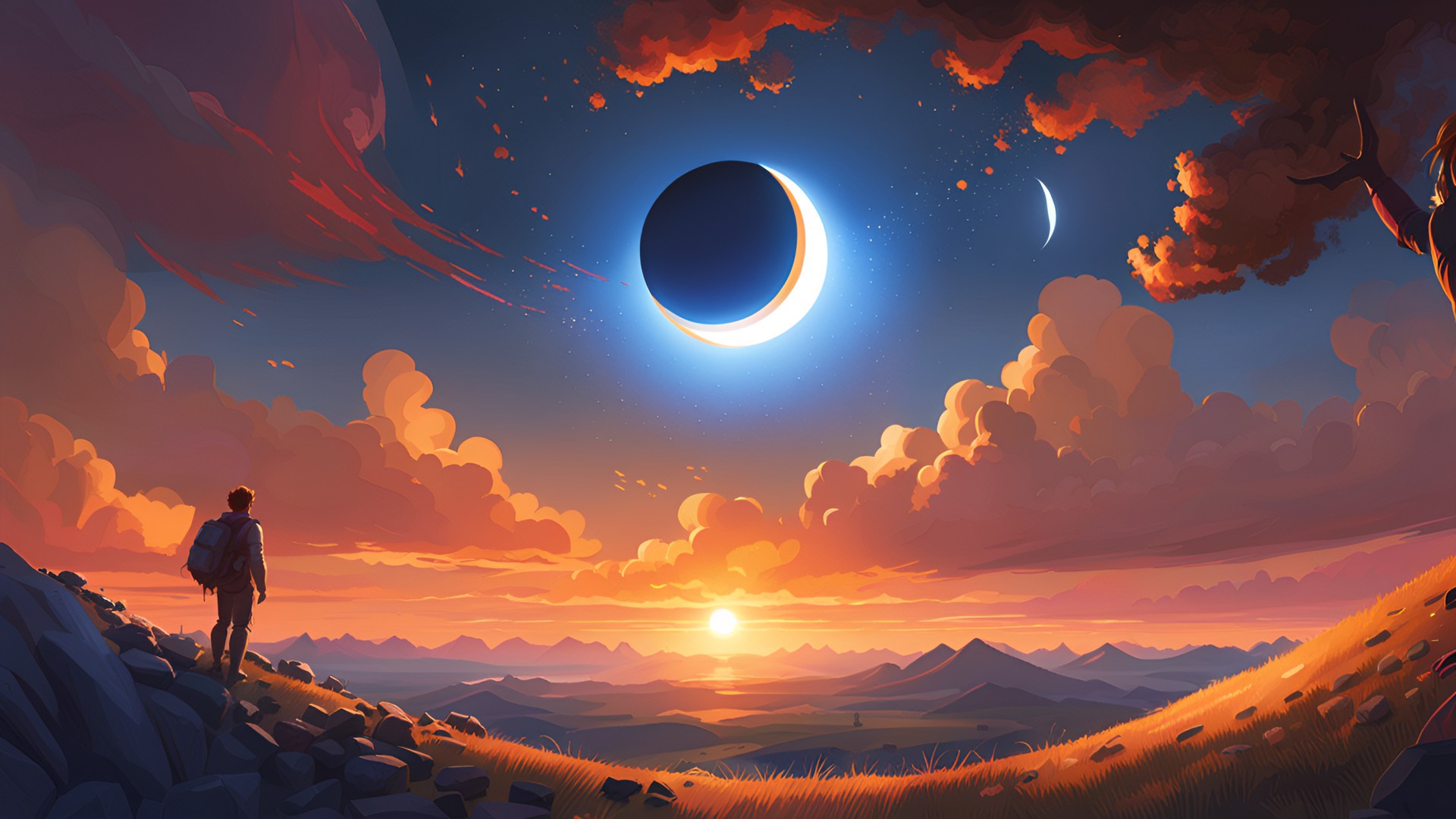 Eclipse in Sky 4 - movie cover.emphasis name.unreal engine 5.total solar eclipse.in sky. preview