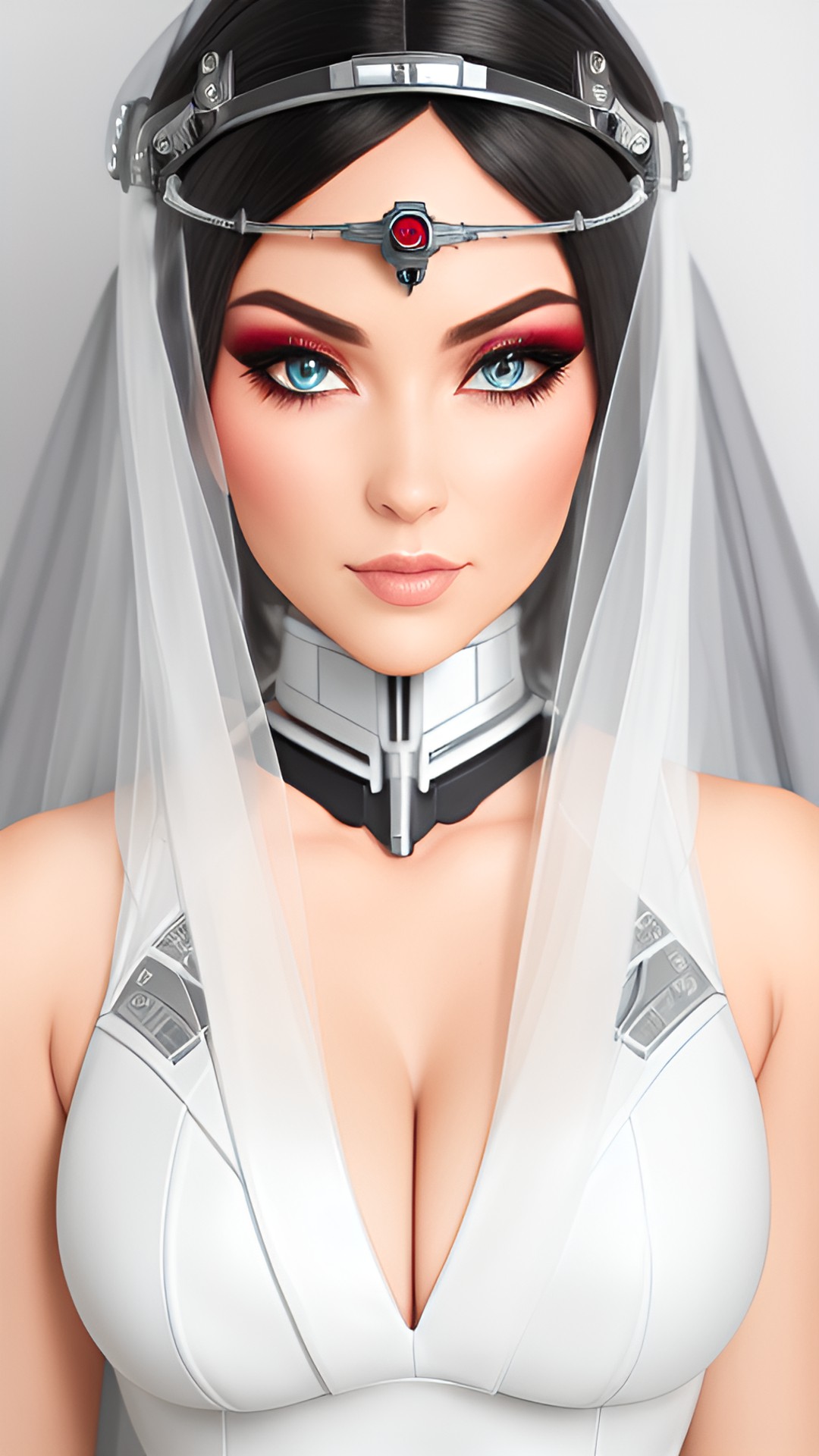 Galactic Wedding - gorgeous sultry cyborg mistress behind the veil preview