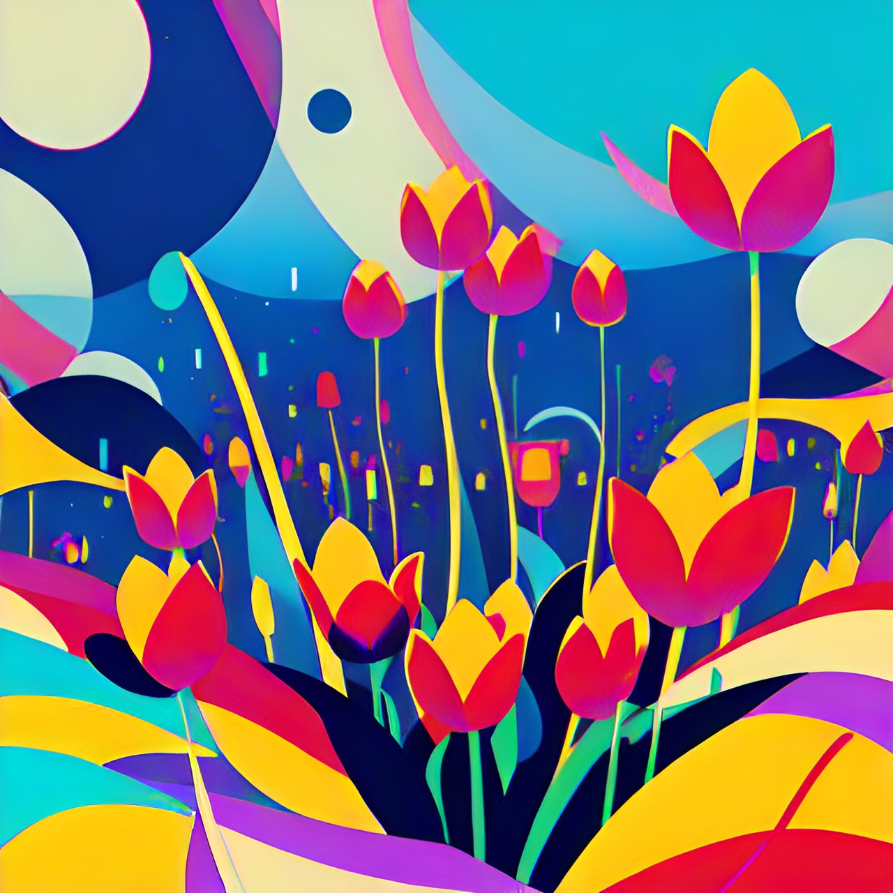 tulips, bold, bright, fun, simple preview