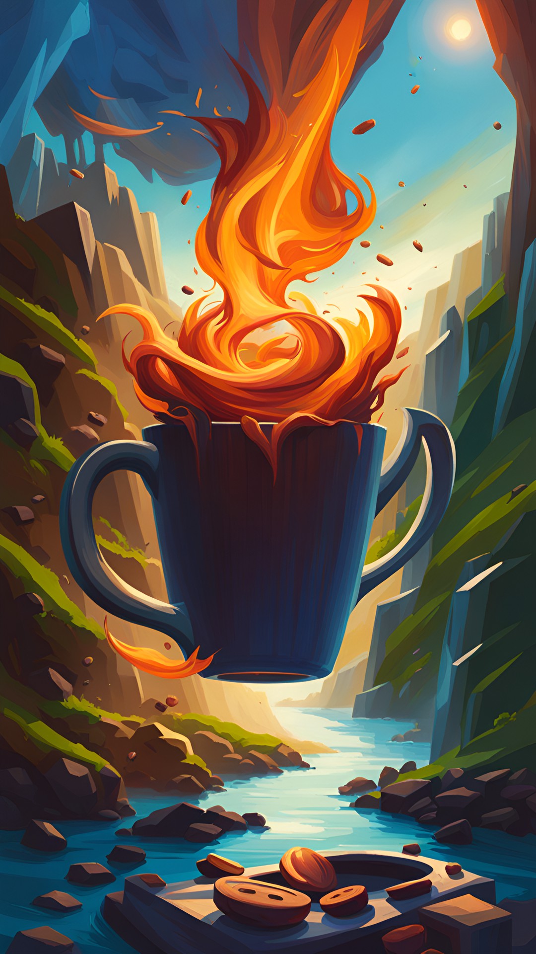 Let there be FIRE! - a river of coffee ending into a cup preview