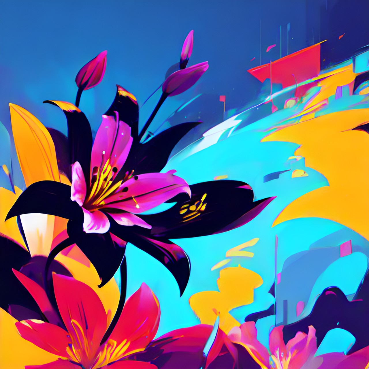 lily flower, bold, abstract, bright, preview