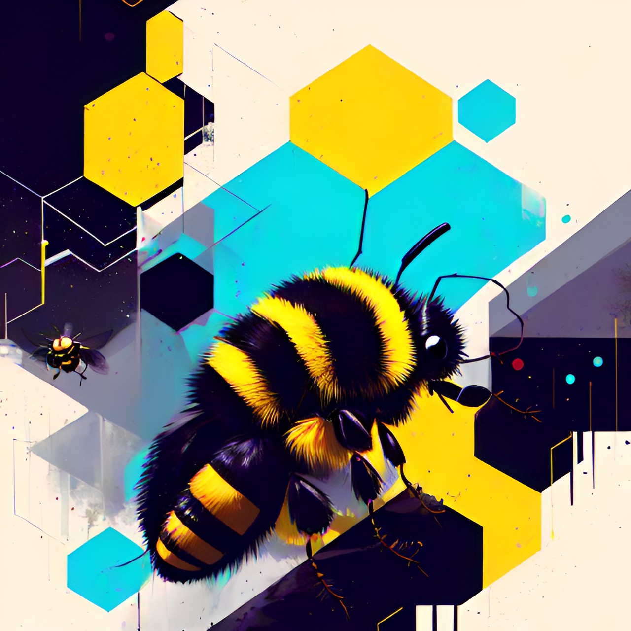 simple, cute bumble bee insect, abstract, bright, simple preview