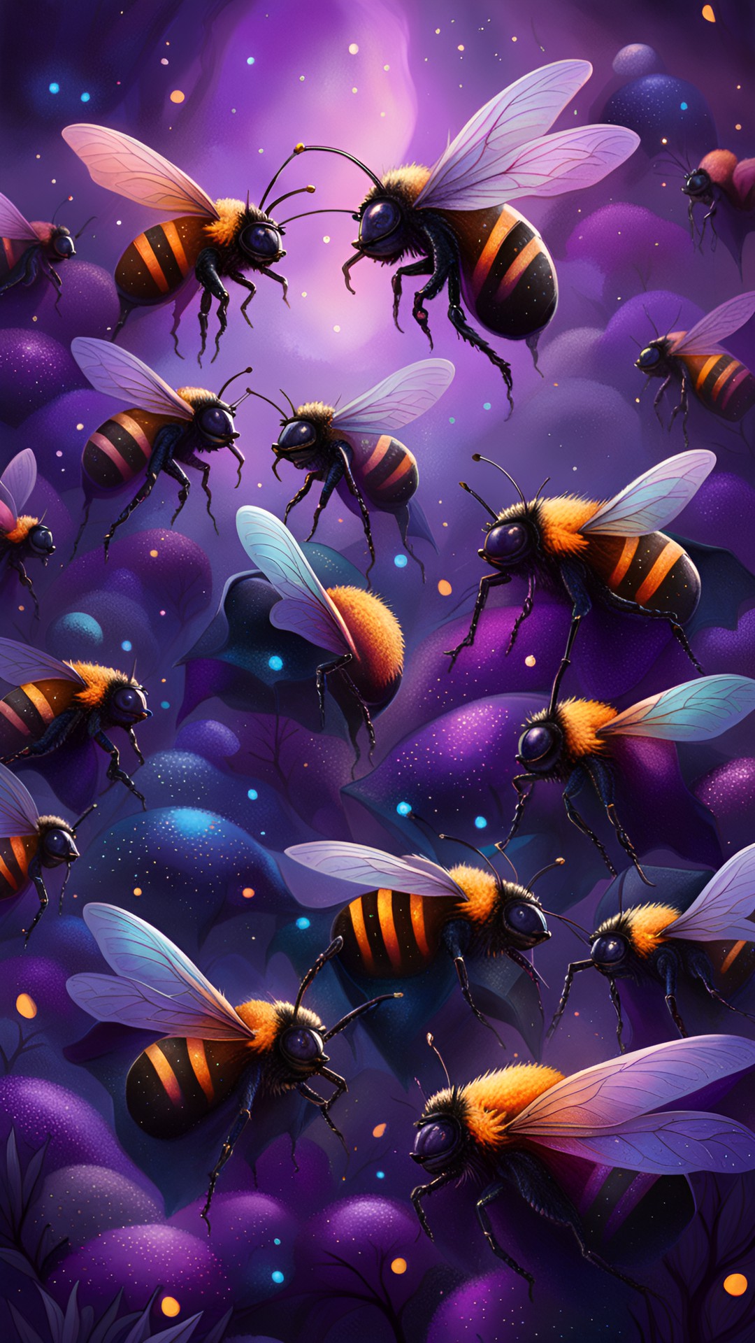 magical purple bees/ shiny/ glitter/ fireflies preview