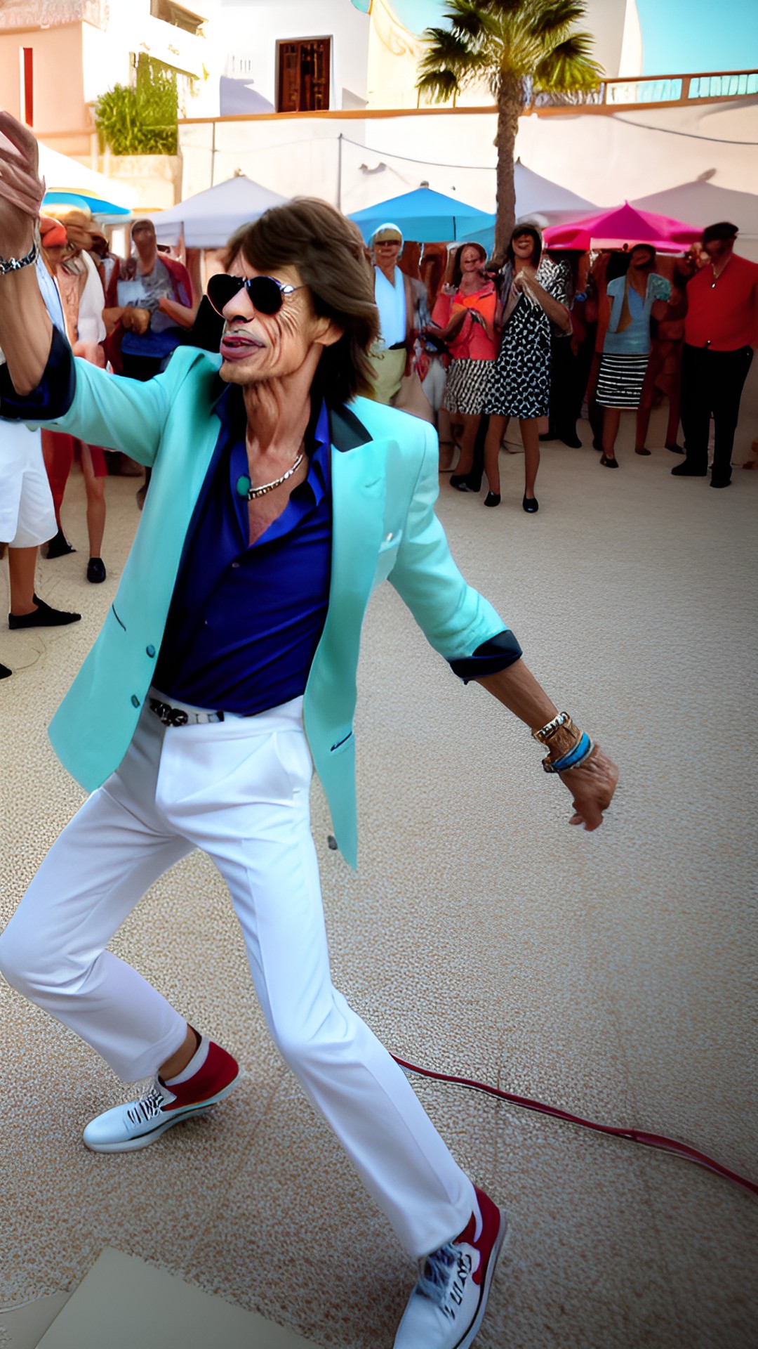 Like jagger - move like jagger, people, old mick jagger dancing on ibiza, 4k, super realistic, really, preview