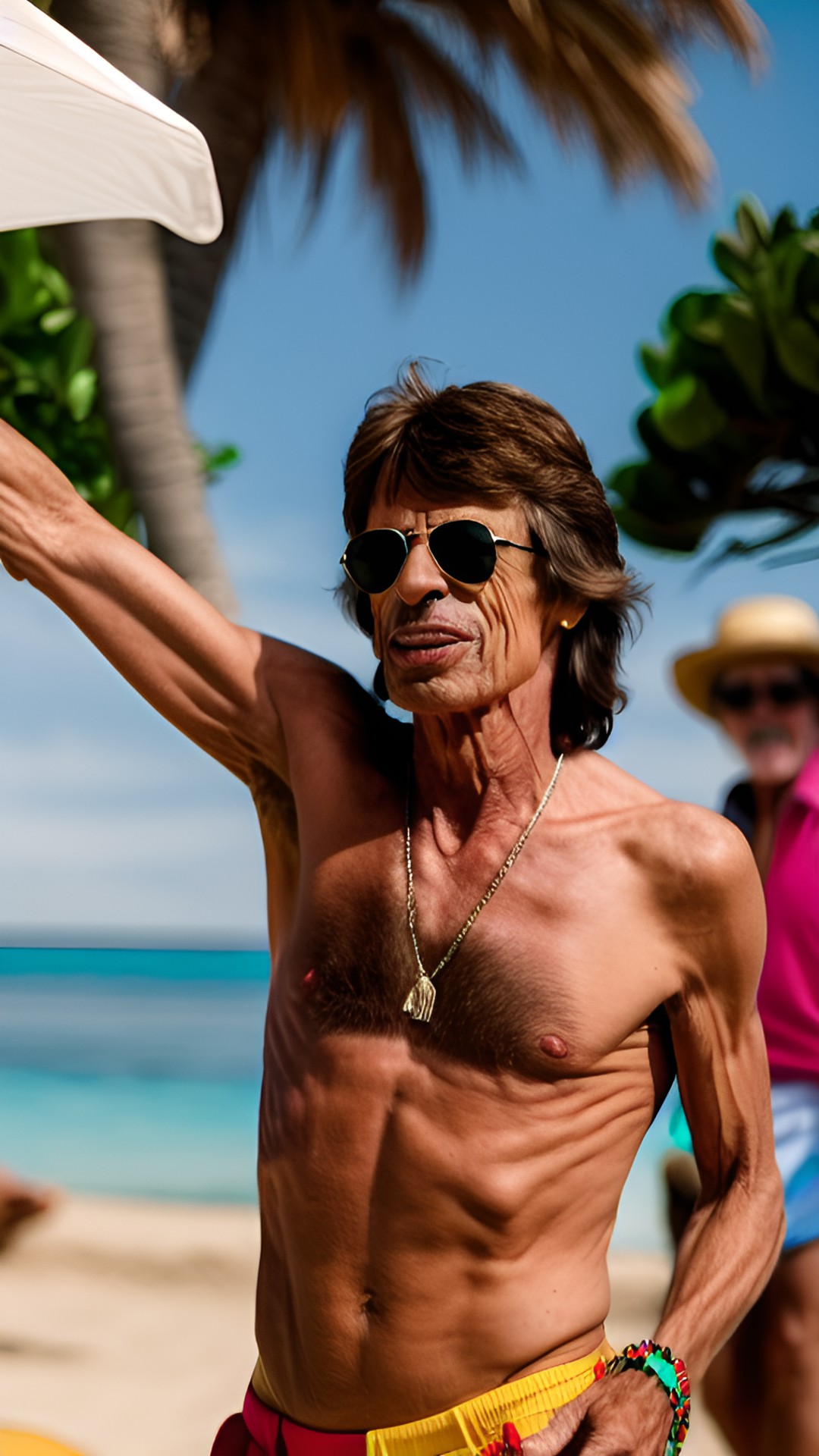 Like jagger - move like jagger, people, old mick jagger smile bare-chested dancing on ibiza, 4k, super realistic, really, preview