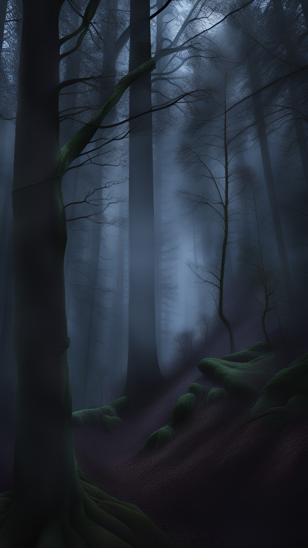 a small hidden spooky face seen in the twilight misty woods preview