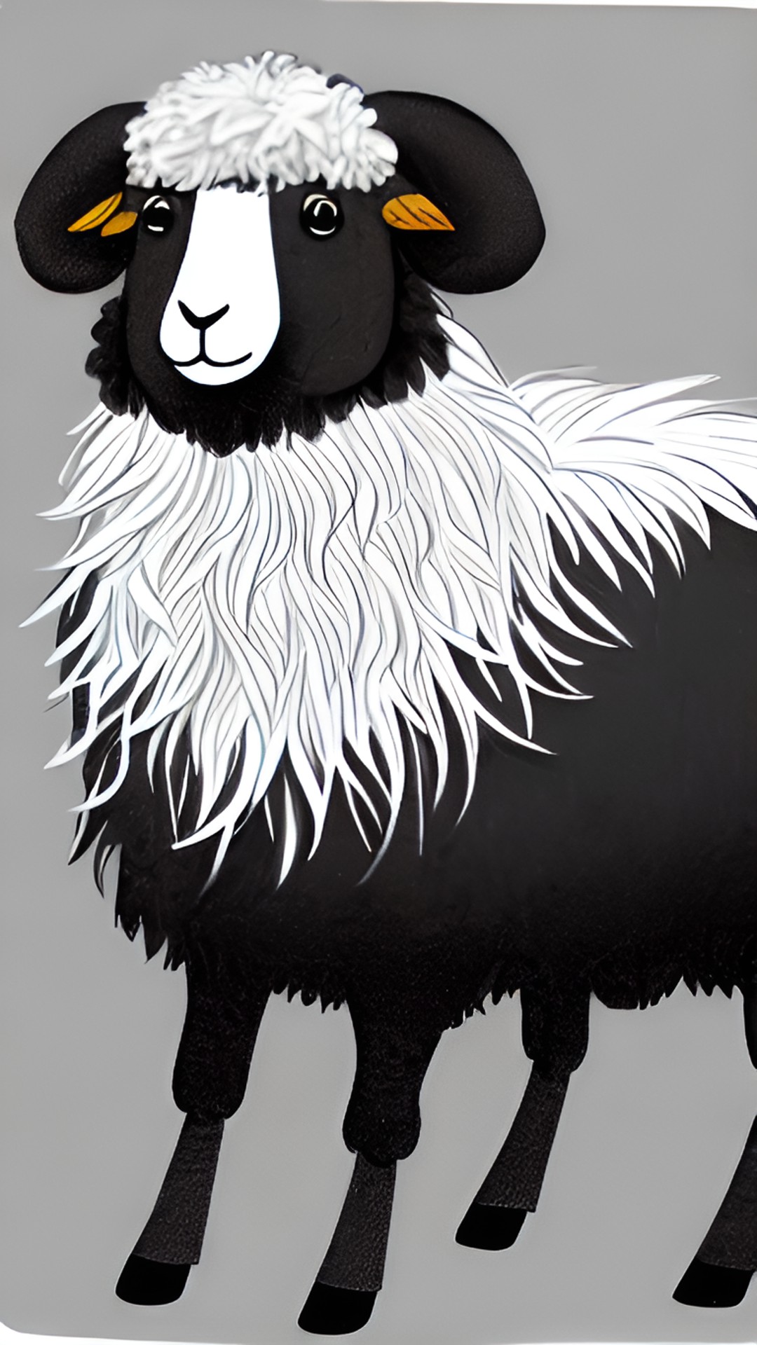 create a cartoon drawing of a black and white sheep preview