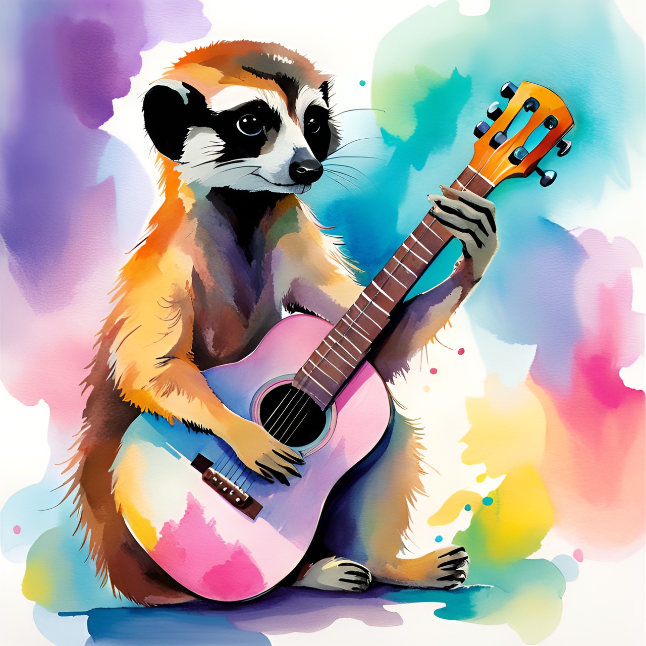 meerkat with guitar clip art on white background preview