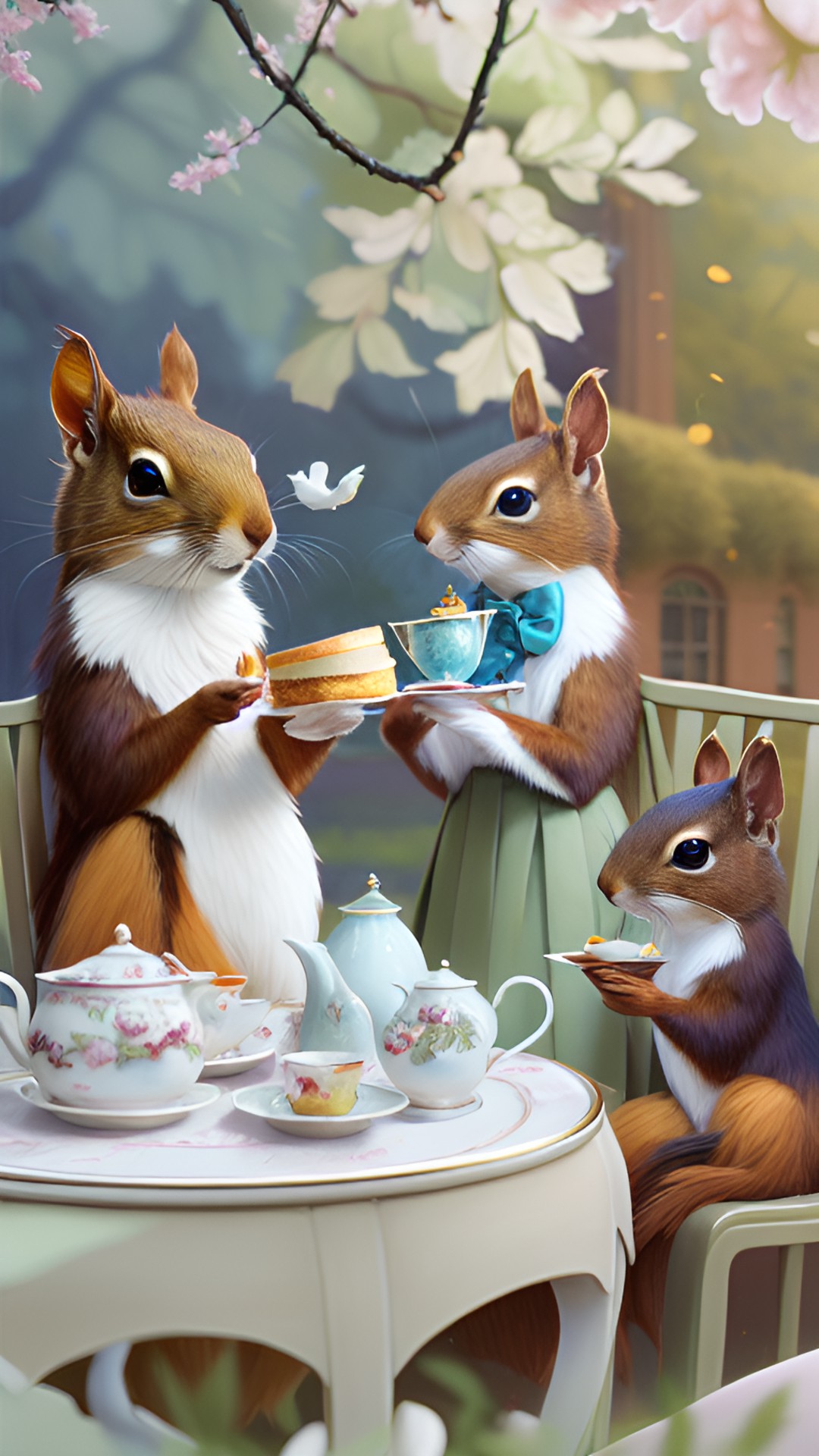 squirrels having afternoon tea, elegant and refined preview