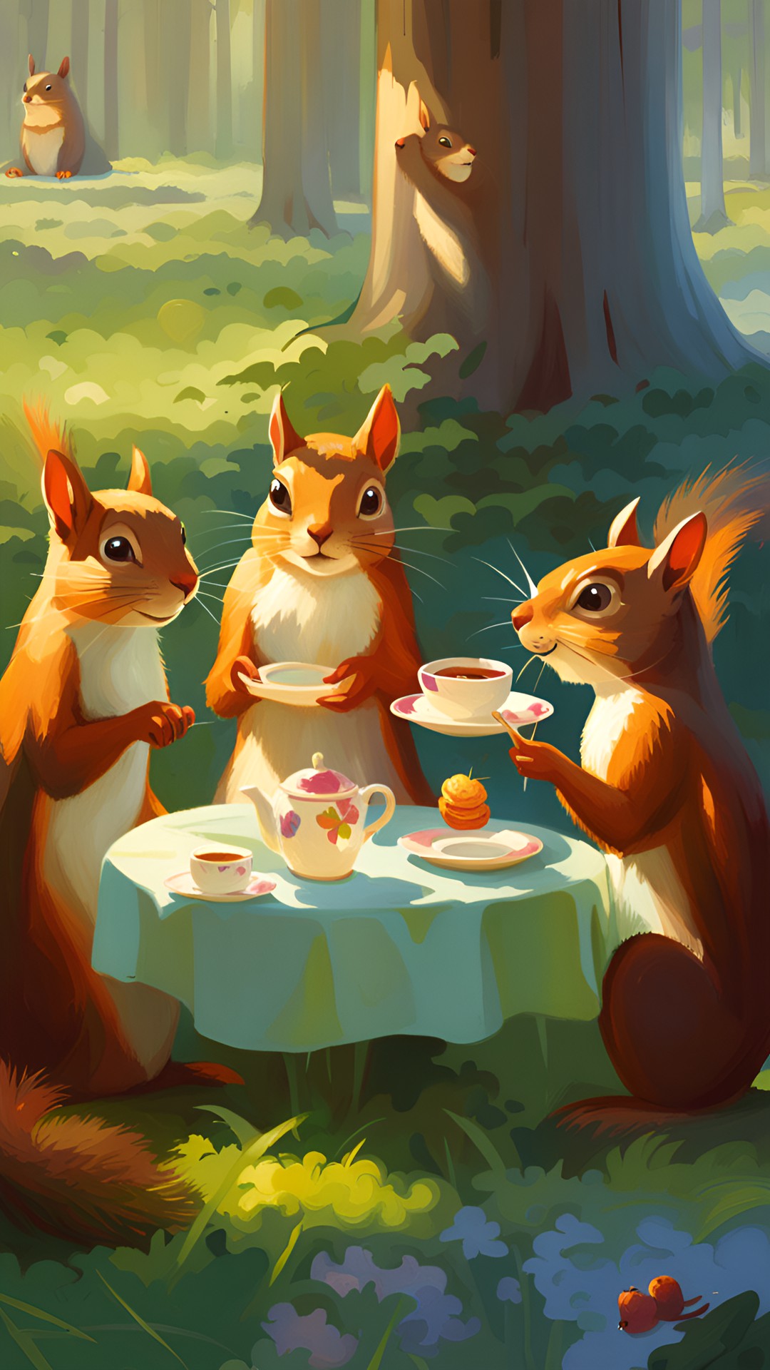 squirrels having afternoon tea, elegant and refined preview