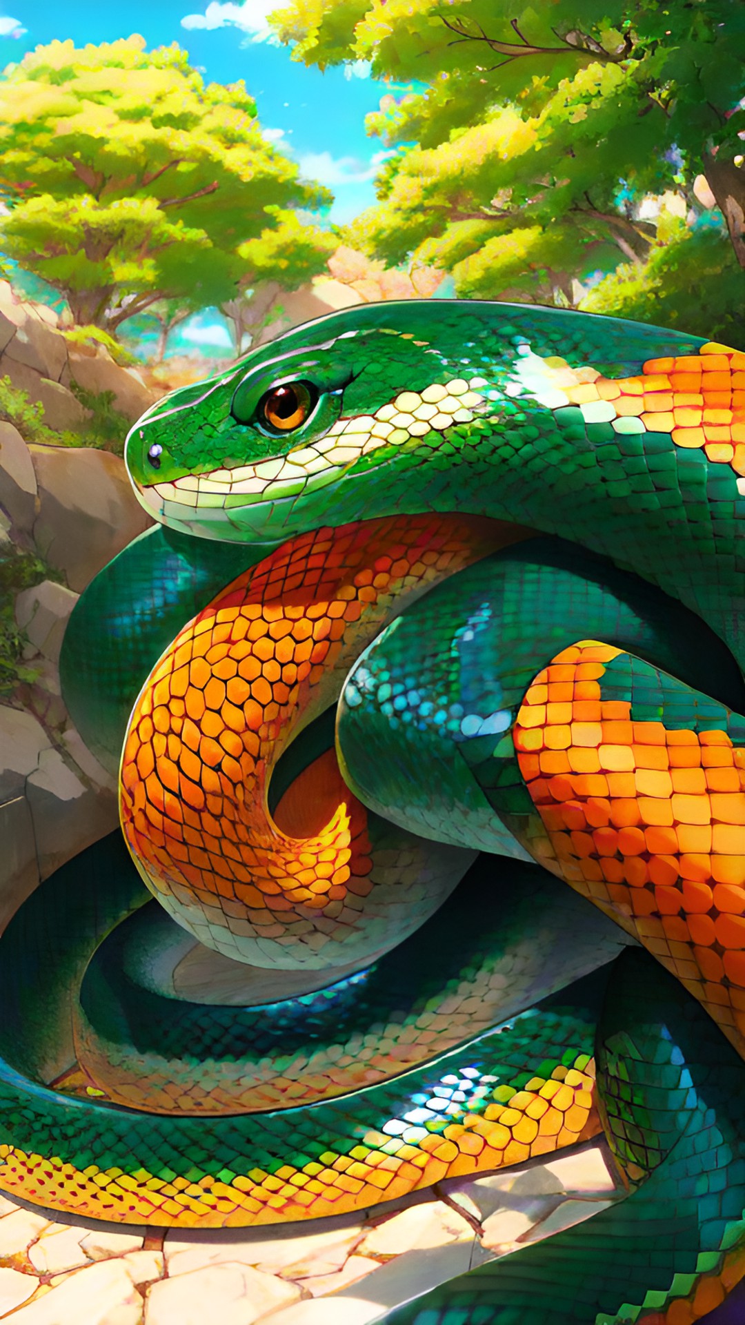 green and orange snake preview