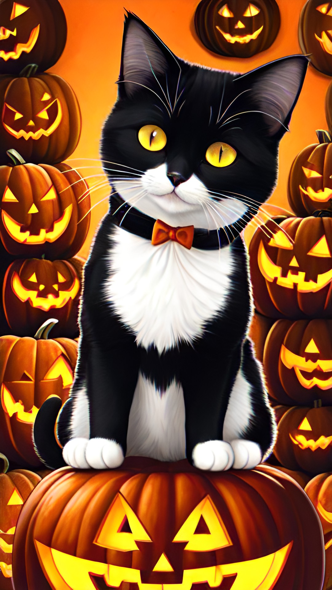 Halloween - cat and jack o lantern in the style of goosebumps preview