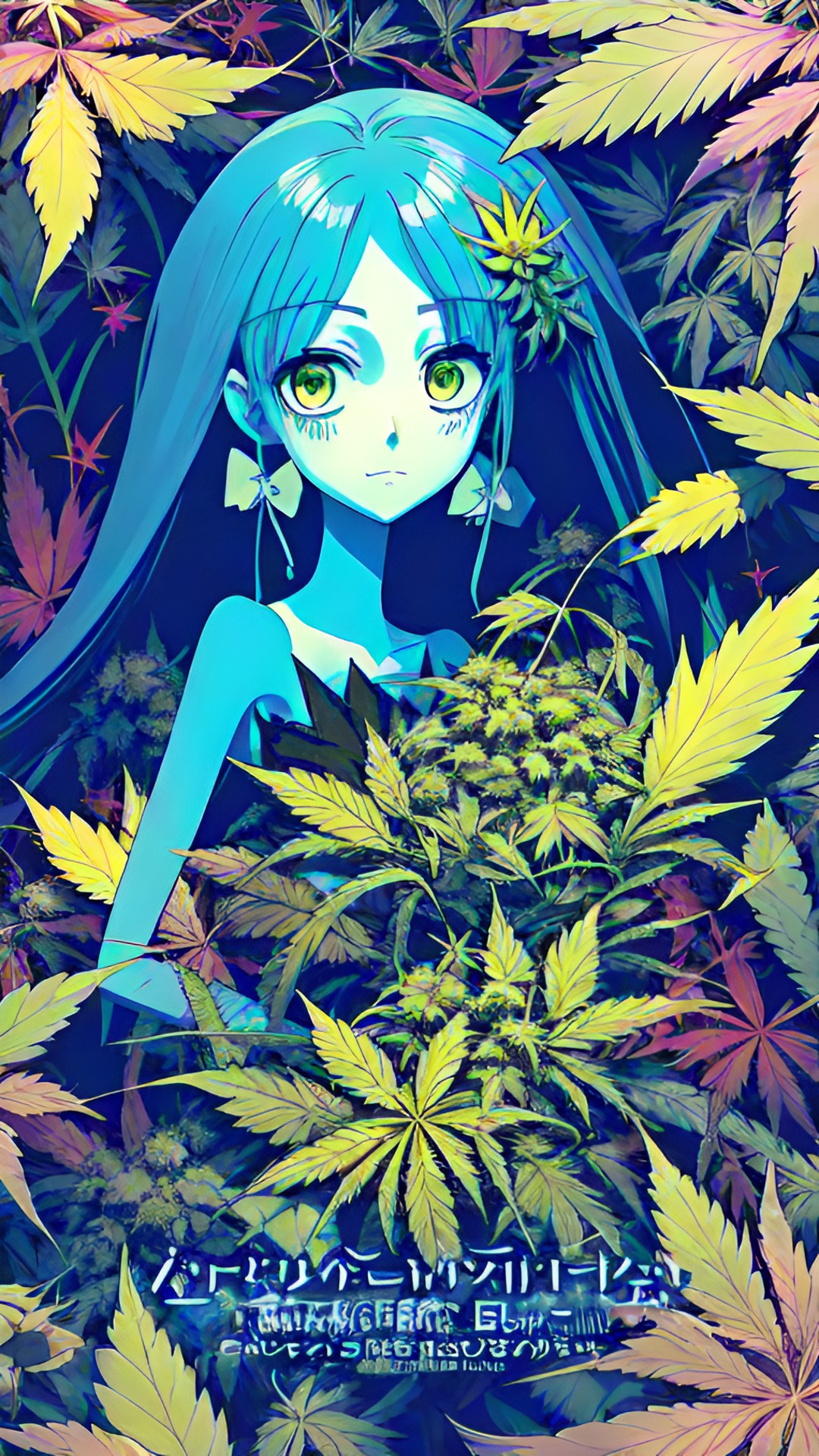 Ghost Kush - corpse bride surrounded by cannabis leaves preview