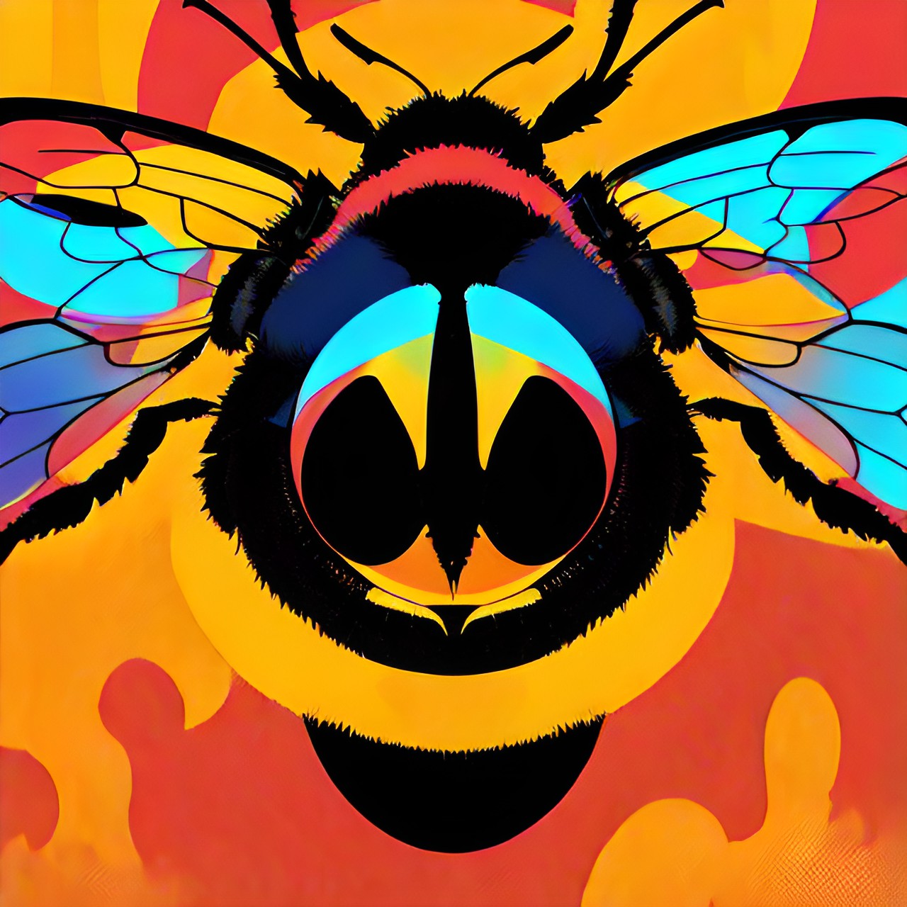 simple, cute bumble bee insect, abstract, bright, simple preview