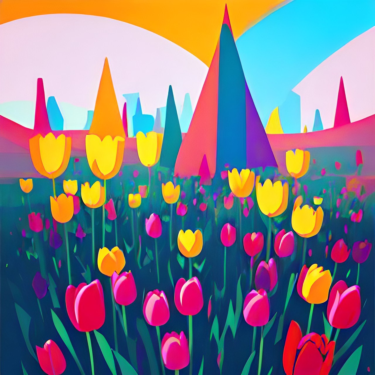 tulips, bold, bright, fun, simple preview