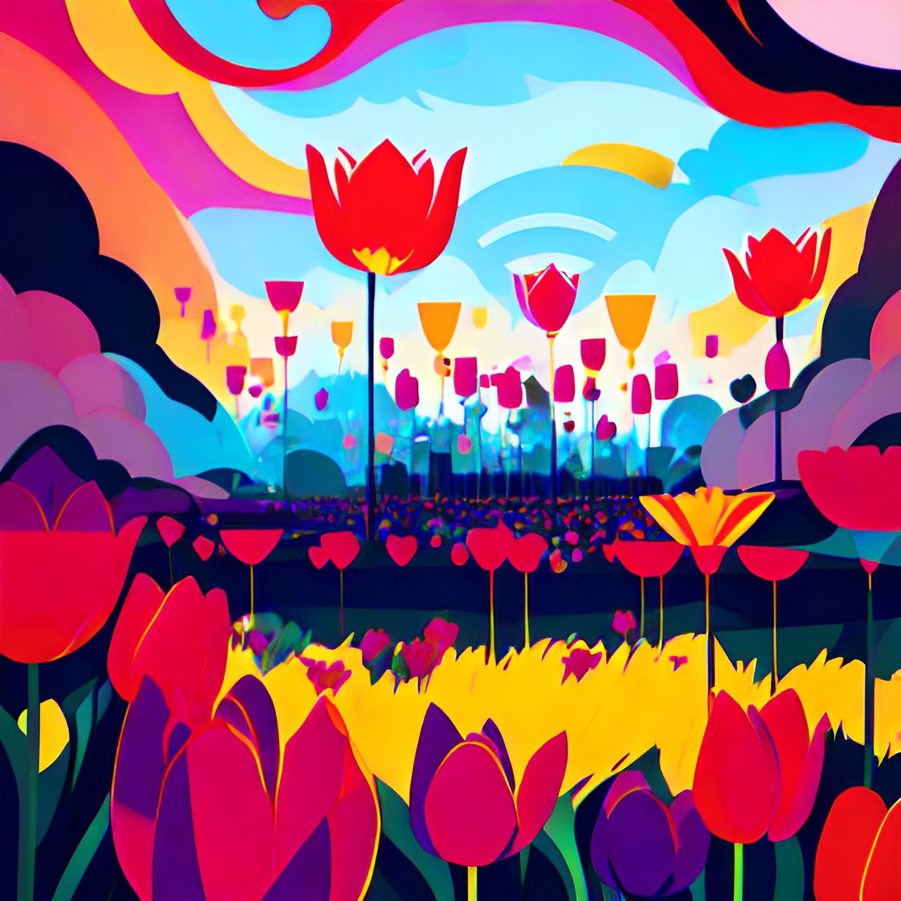 tulips, bold, bright, fun, simple preview