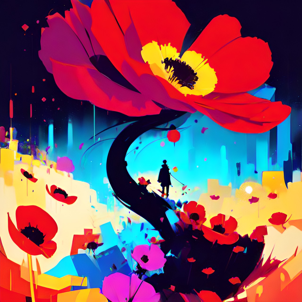 poppyflower, bold, abstract, bright, preview