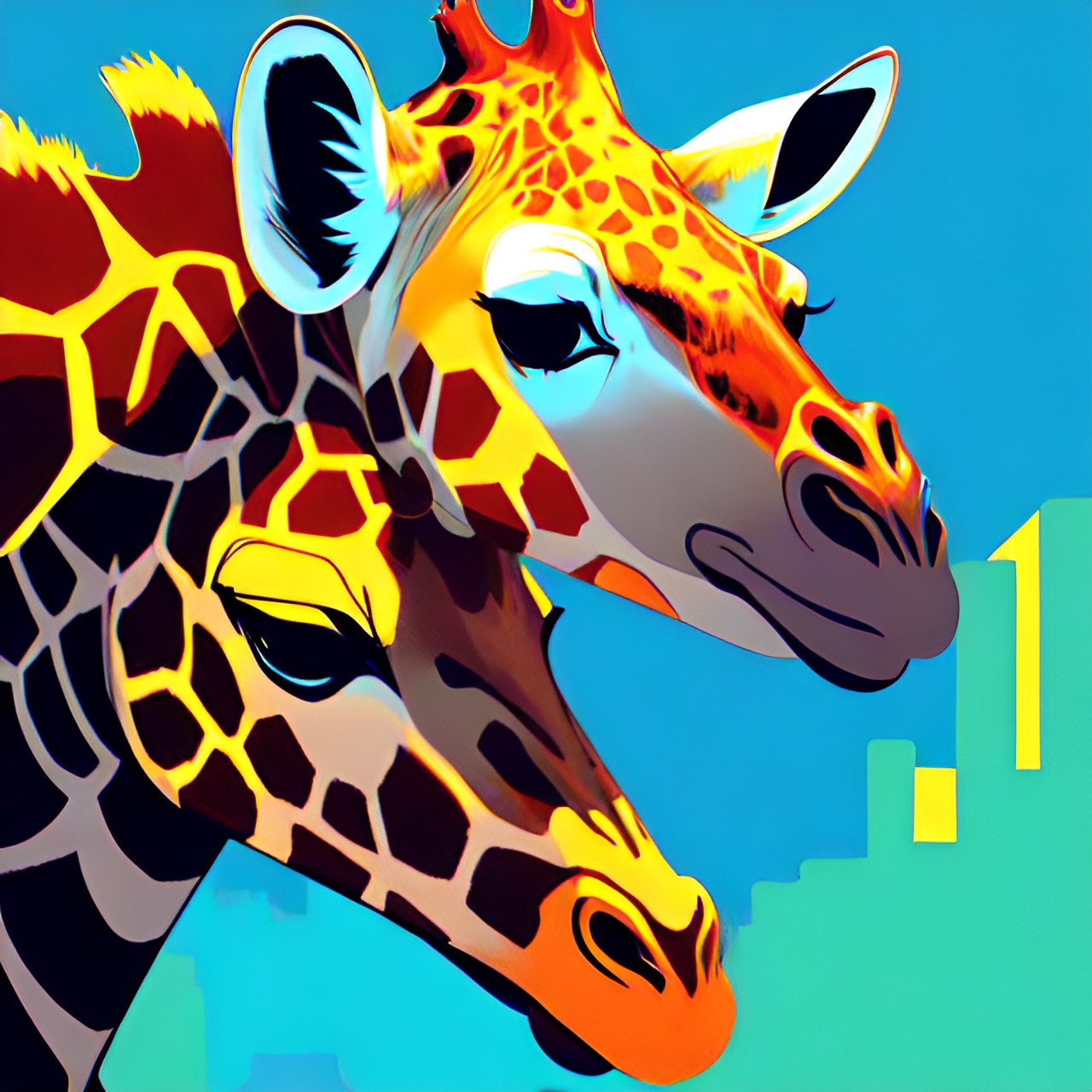 simple, giraffe, abstract, bright, simple preview