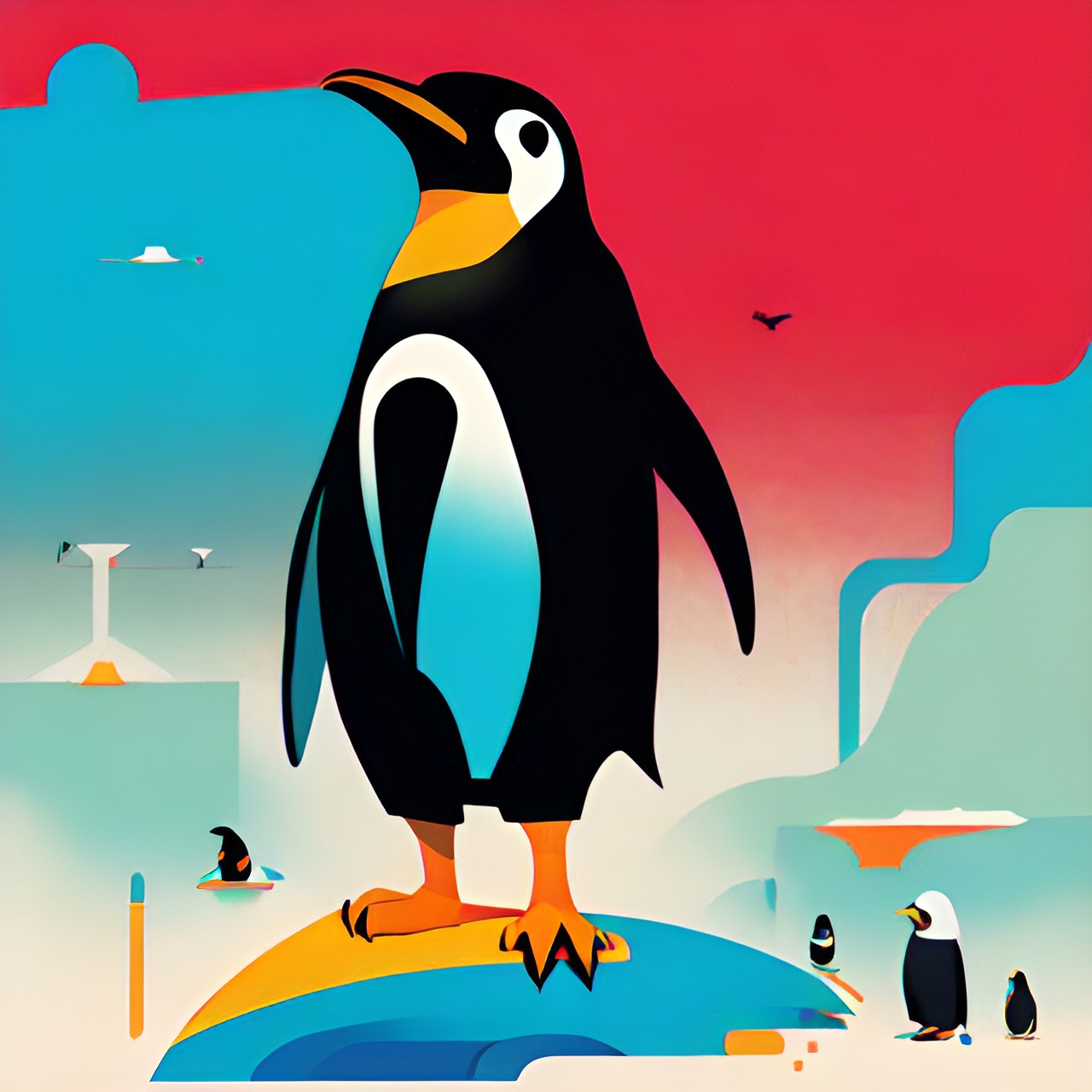 simple, penguin, abstract, bright, simple preview