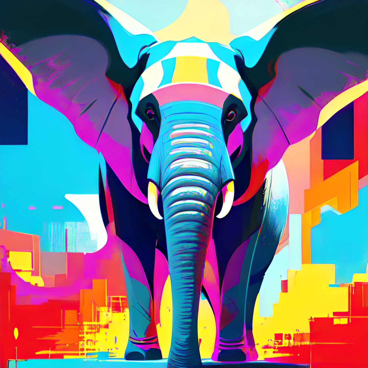 simple, elephant, abstract, bright, simple preview