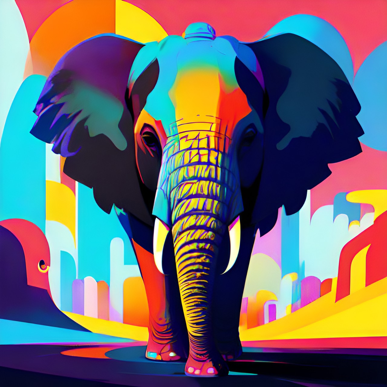 simple, elephant, abstract, bright, simple preview